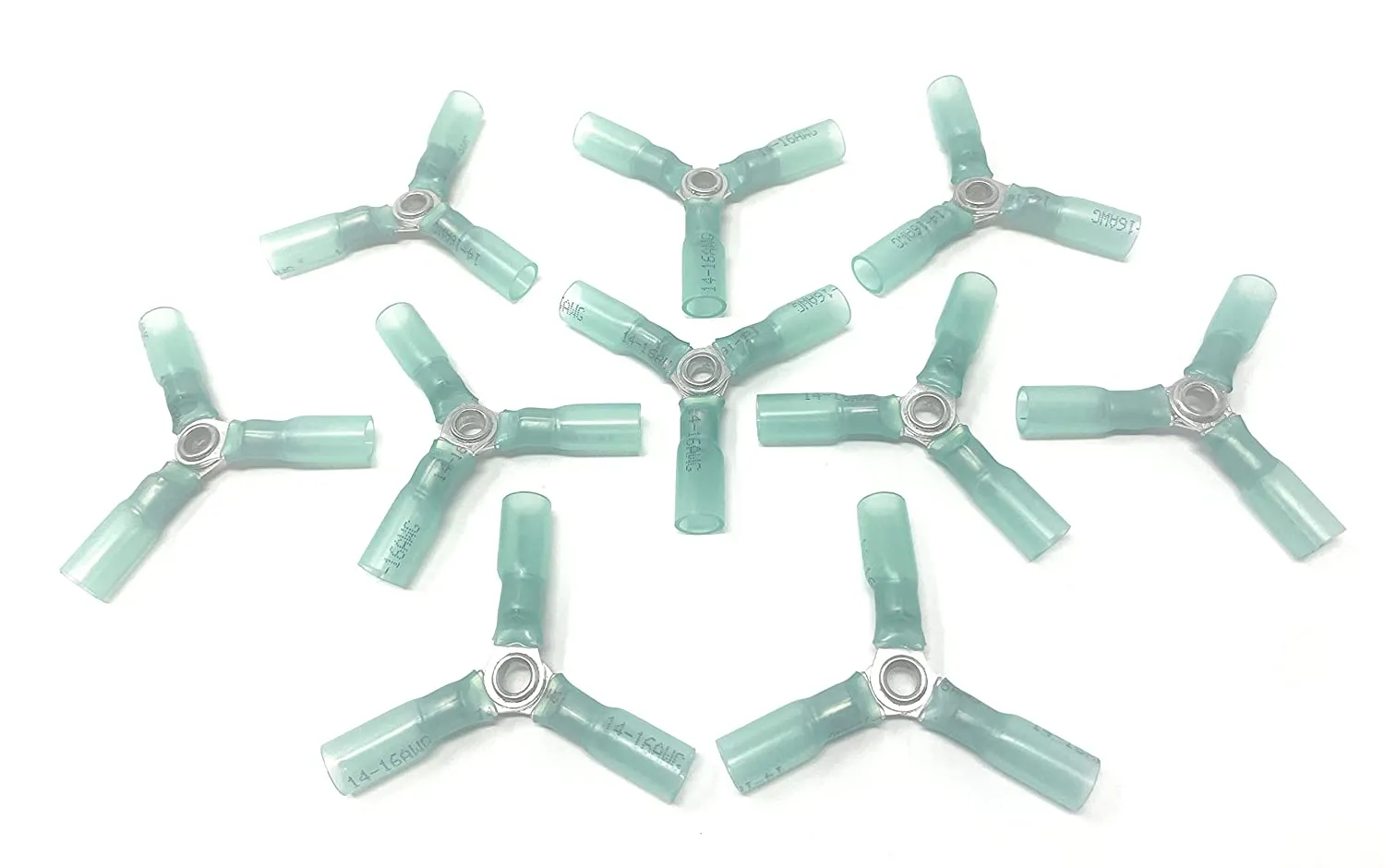 16-14 Ga 3 Way Wire Connector AWG Heavy Duty Heat Shrink Butt Terminals - Pack of 10