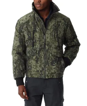 BASS OUTDOOR Mens Quilted Zip Front Bomber Jacket Green Camo Medium