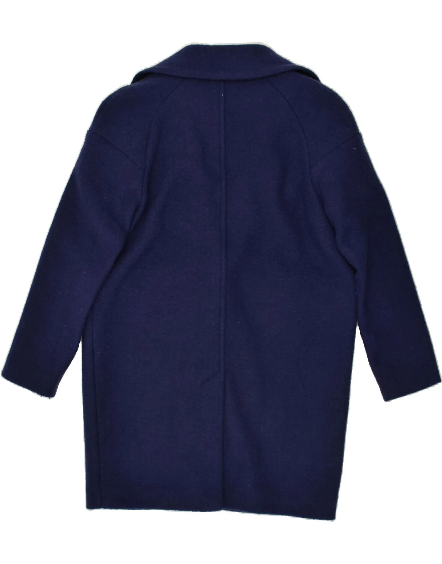 BENETTON Womens Overcoat UK 10 Small Navy Blue Polyester
