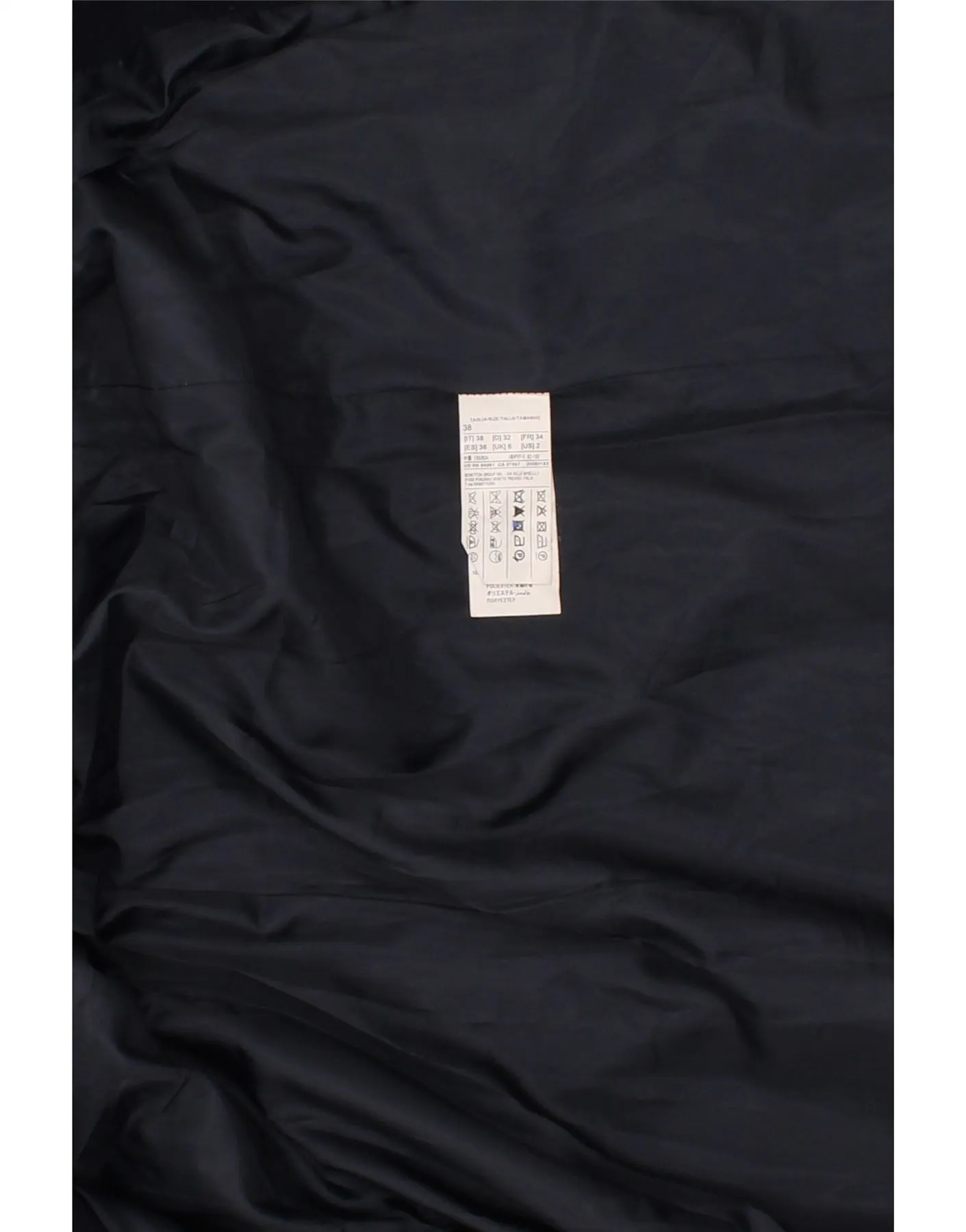 BENETTON Womens Overcoat UK 6 XS  Navy Blue Polyester