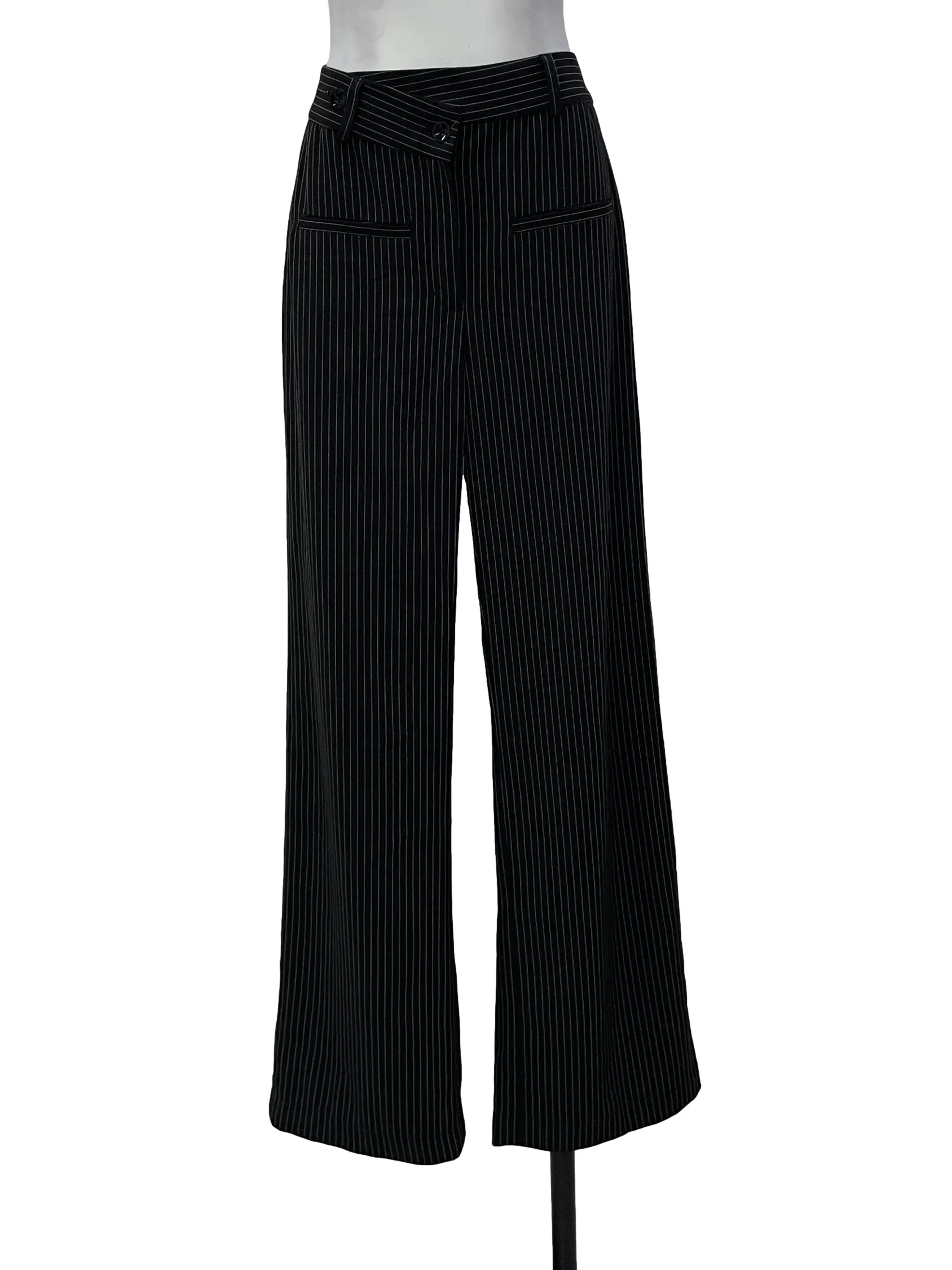 Black Stipes Long Work Pants