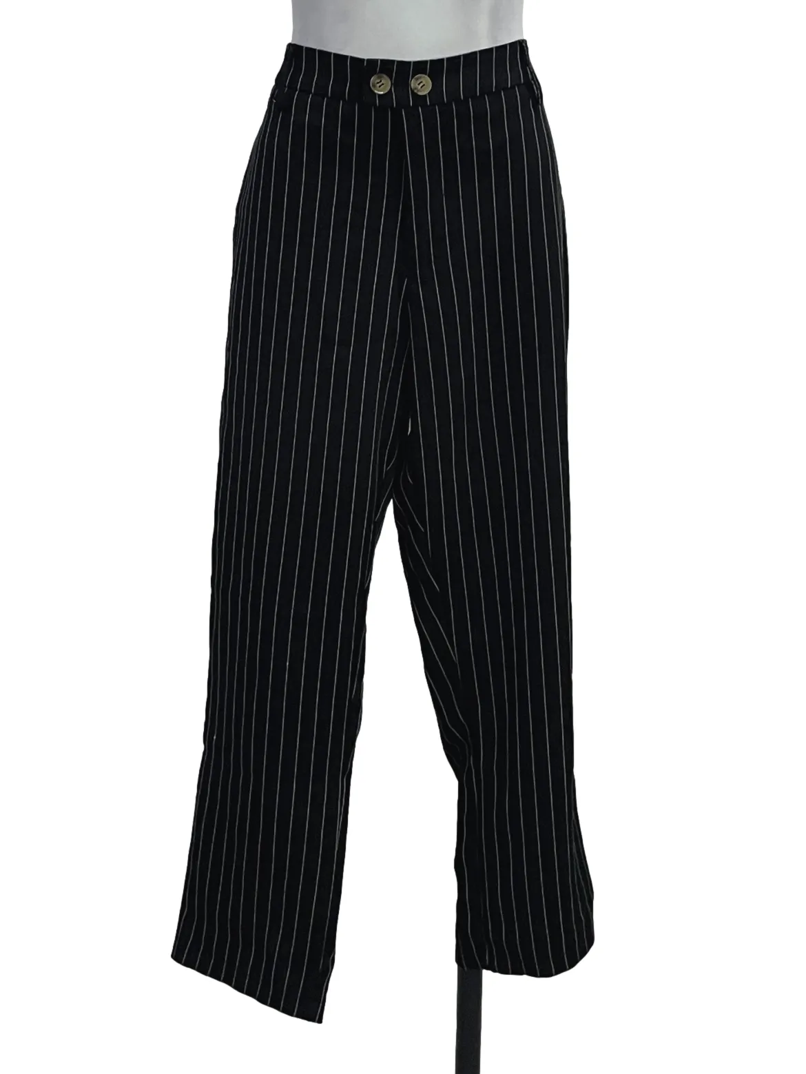 Black White Stripes Tapered Pants