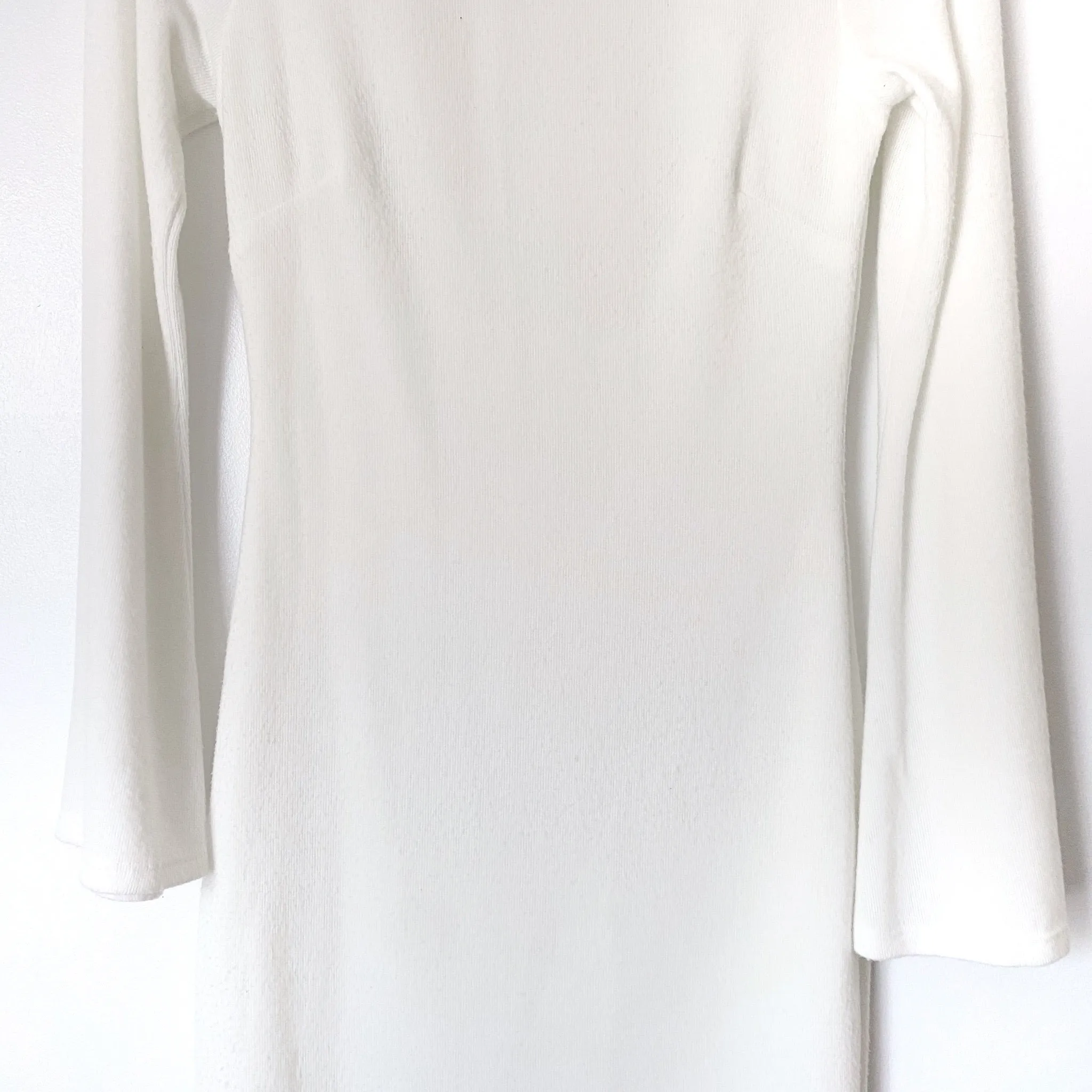 Blue Blush White Lined Turtleneck Bell Sleeve Sweater Dress- Size M