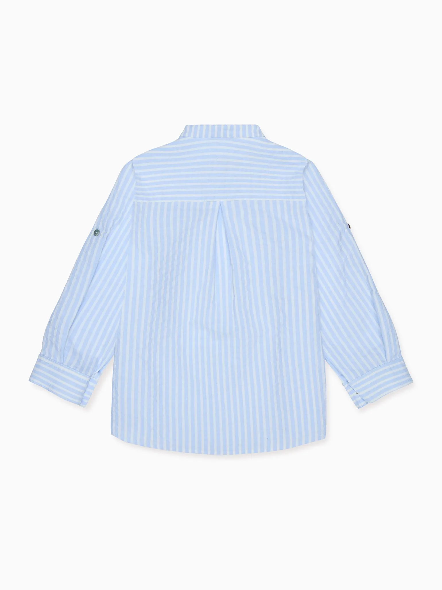 Blue Stripe Mateo Cotton Long Sleeve Boy Shirt
