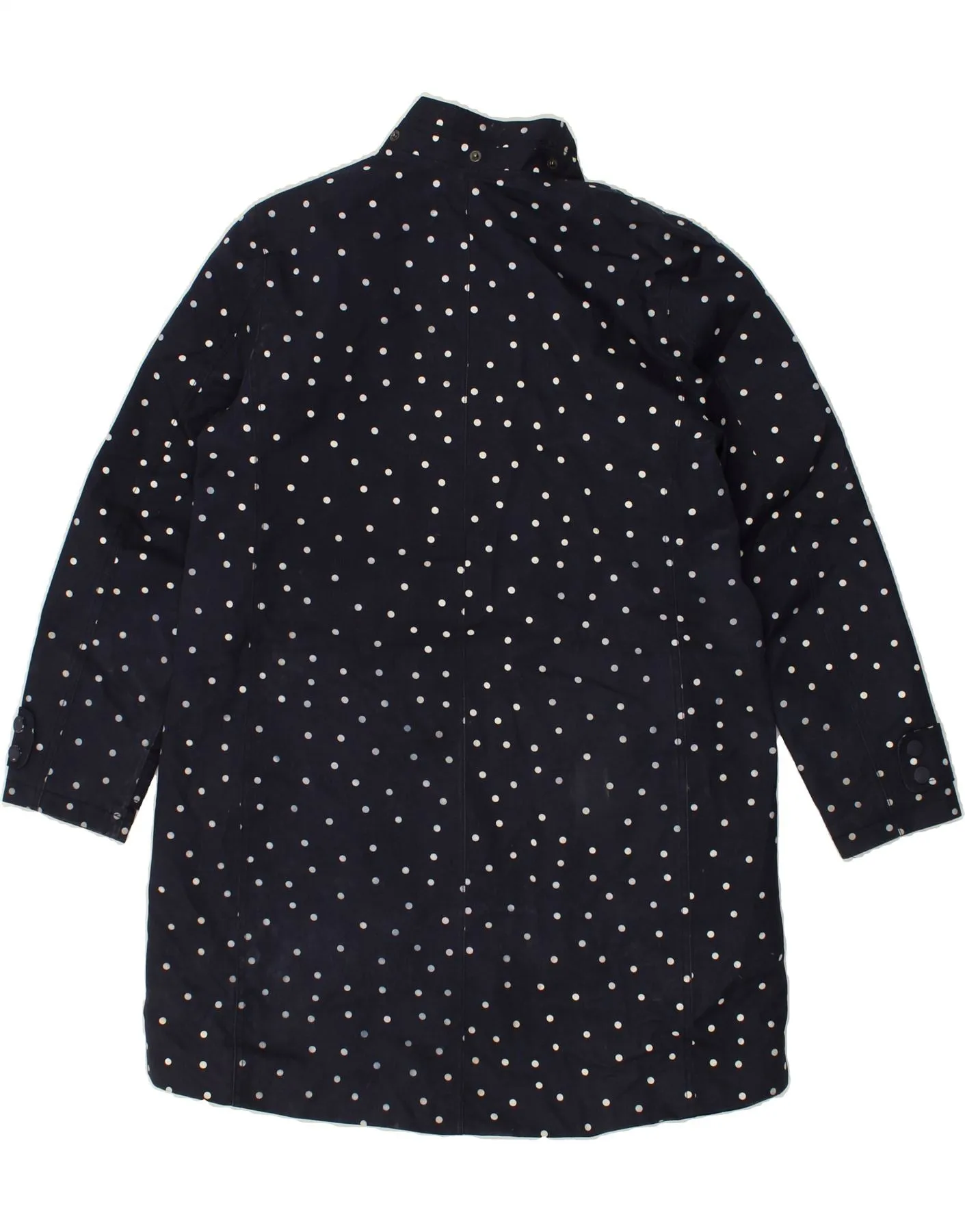 BODEN Womens Overcoat UK 14 Large Navy Blue Spotted Polyester