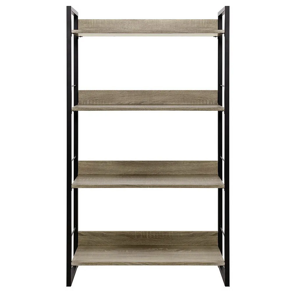 Book Shelf Display Unit Shelves Wood Metal Stand Hollow Storage
