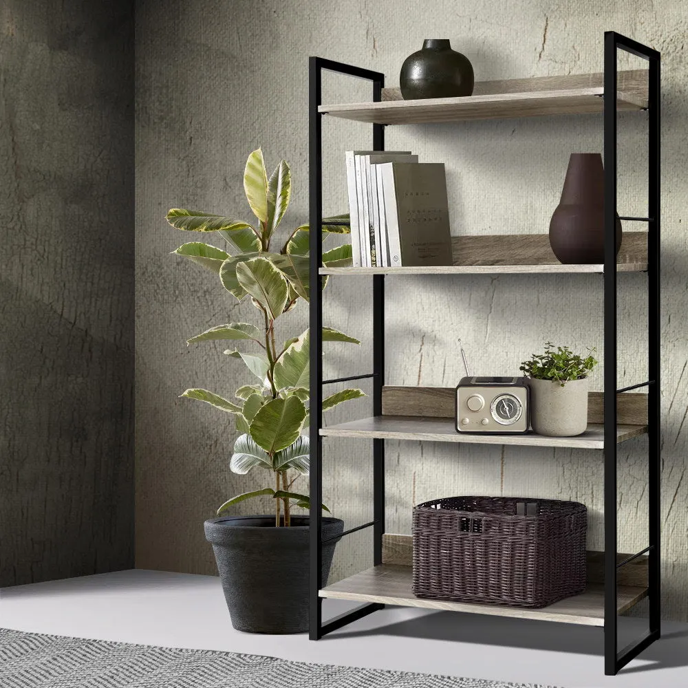 Book Shelf Display Unit Shelves Wood Metal Stand Hollow Storage