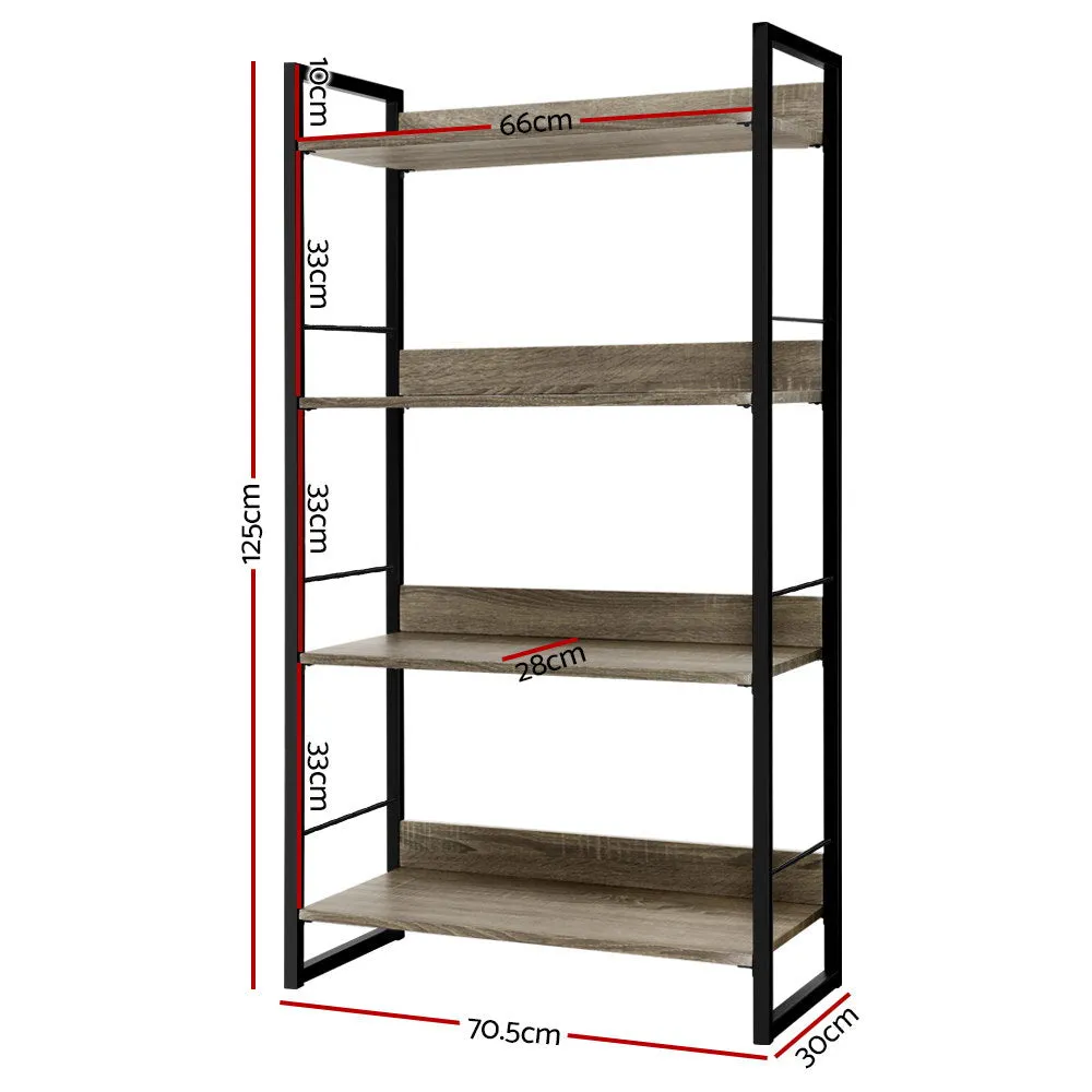 Book Shelf Display Unit Shelves Wood Metal Stand Hollow Storage
