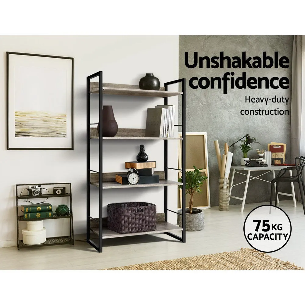 Book Shelf Display Unit Shelves Wood Metal Stand Hollow Storage