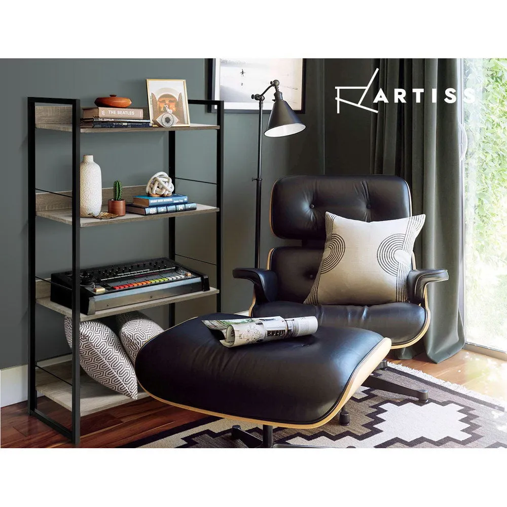 Book Shelf Display Unit Shelves Wood Metal Stand Hollow Storage