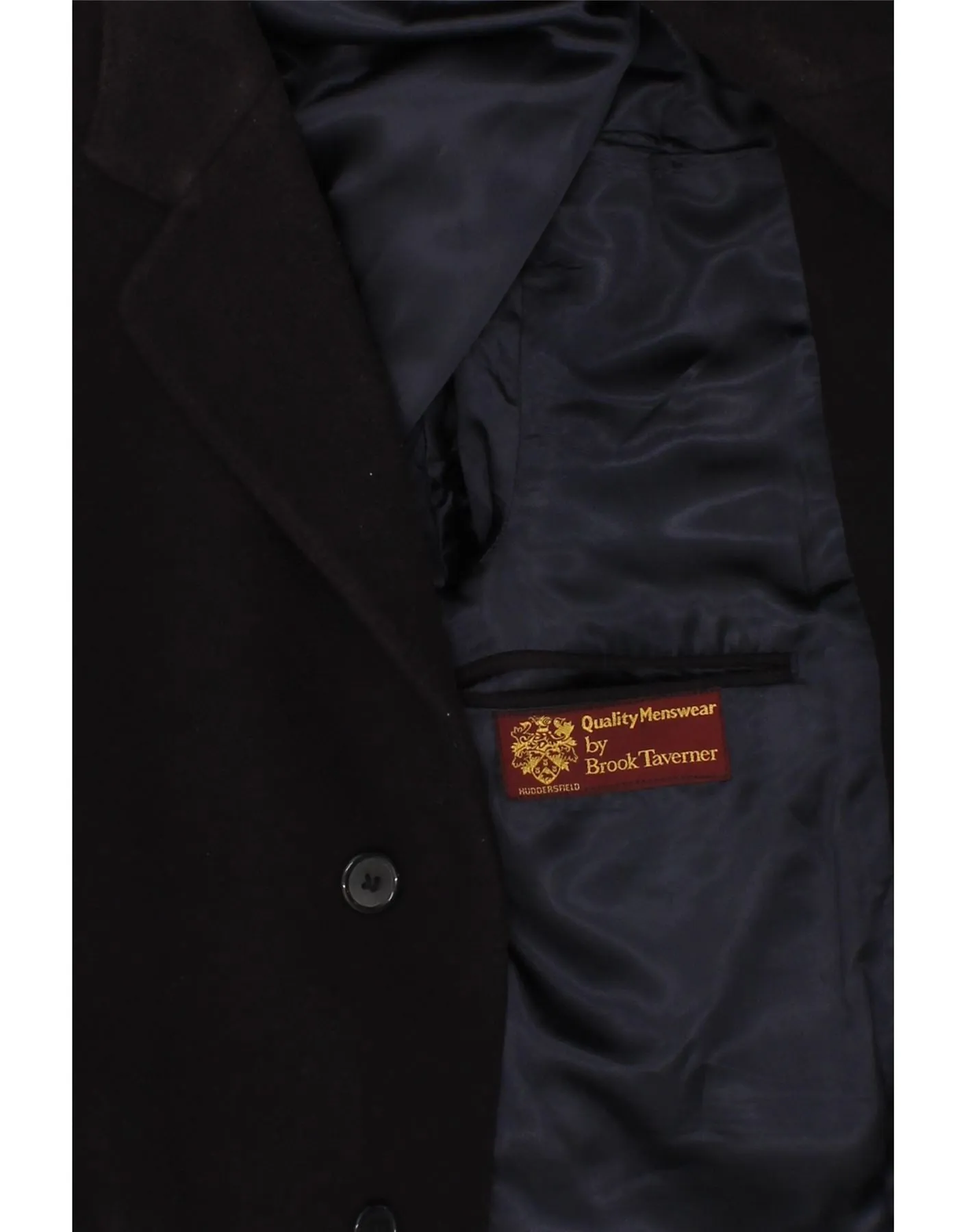 BROOK TAVERNER Mens Overcoat UK 38 Medium Navy Blue New Wool