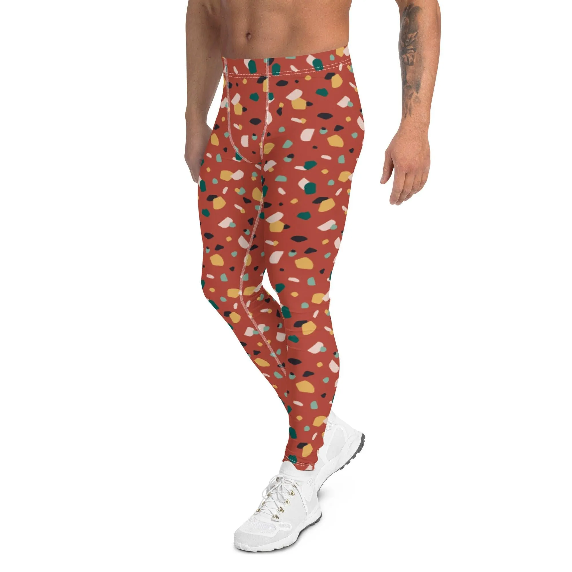 Brown Tropical Pattern Men's Leggings