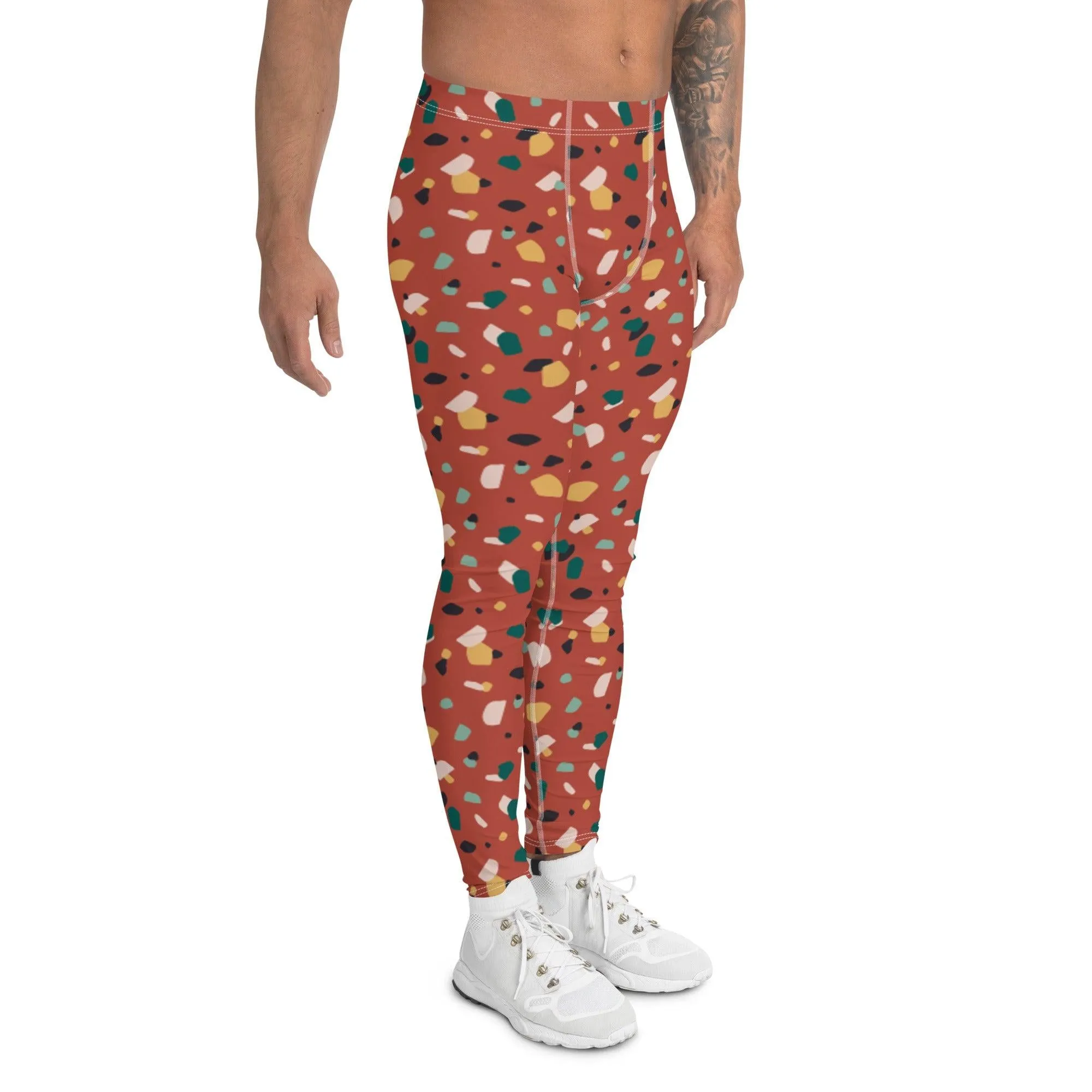 Brown Tropical Pattern Men's Leggings