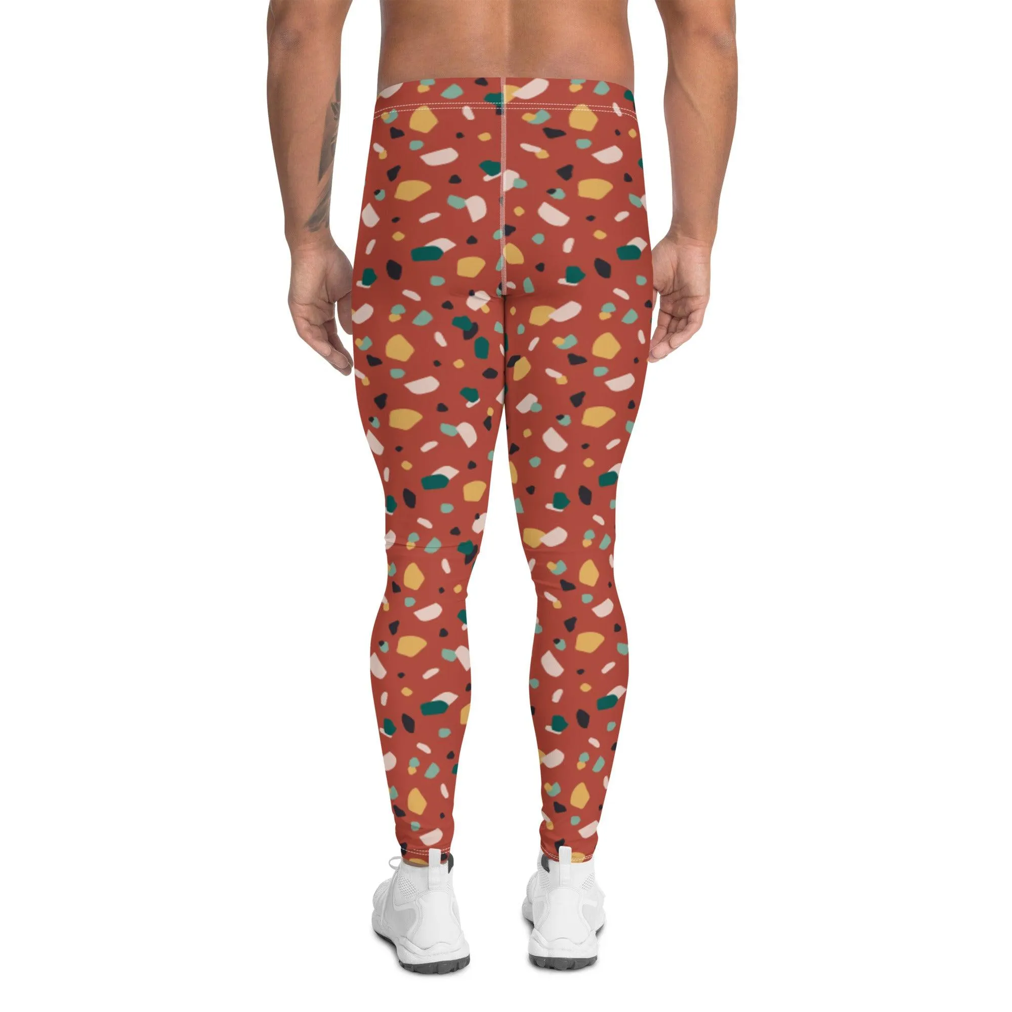 Brown Tropical Pattern Men's Leggings