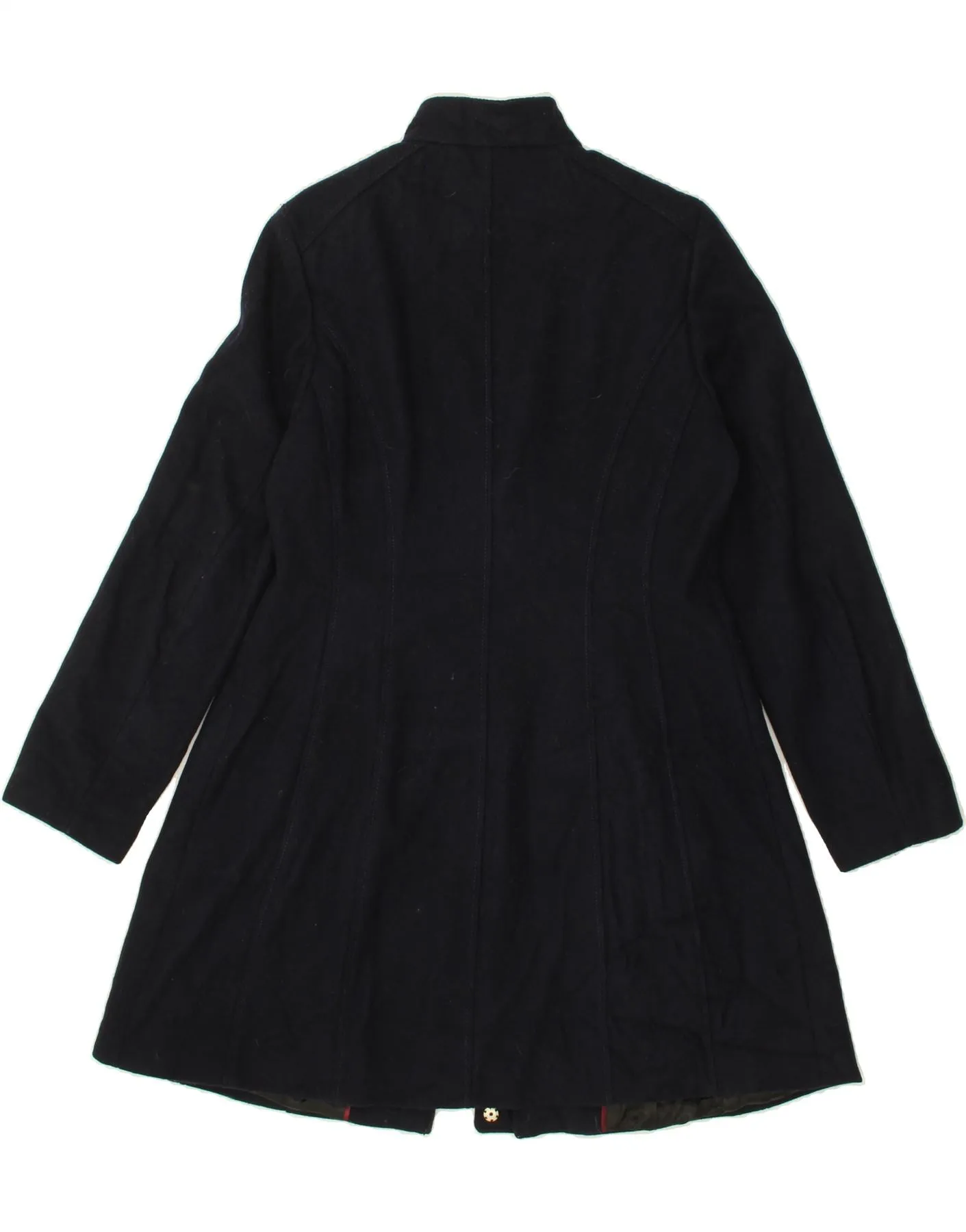 CALVIN KLEIN Womens Overcoat UK 14 Large Navy Blue Wool