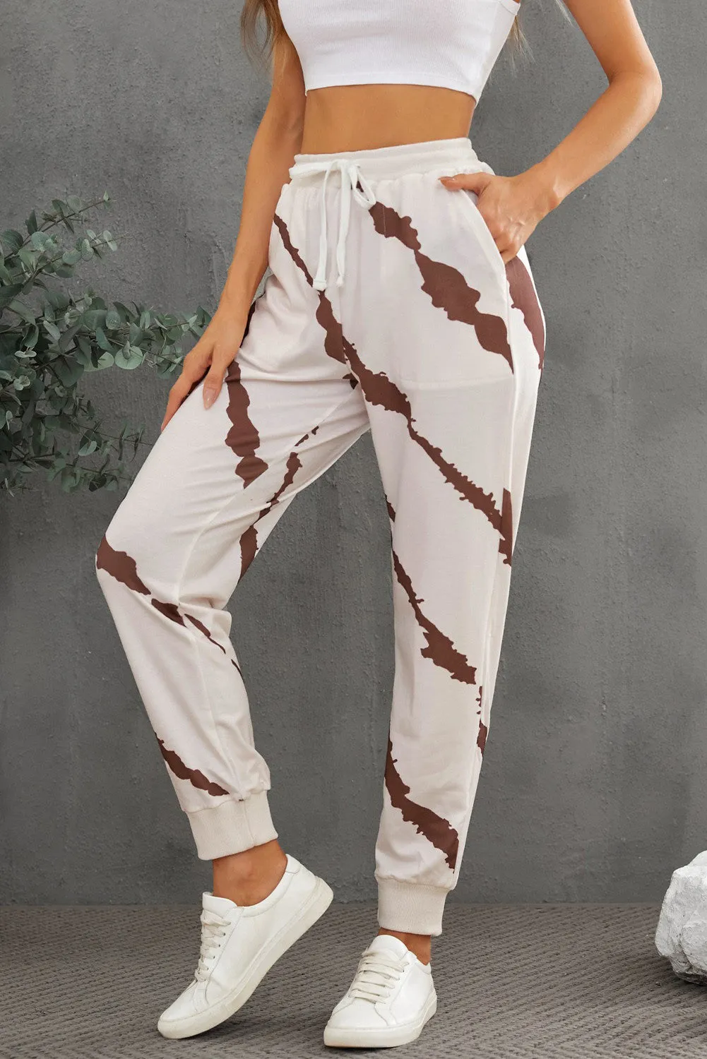 Casual Tie-dyed Drawstring Elastic Waist Pants