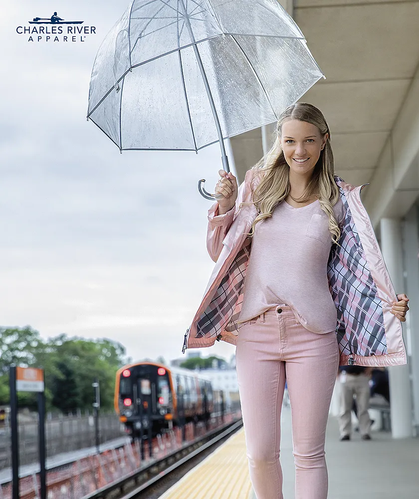 Charles River New Englander Rain Jacket, Rose Gold