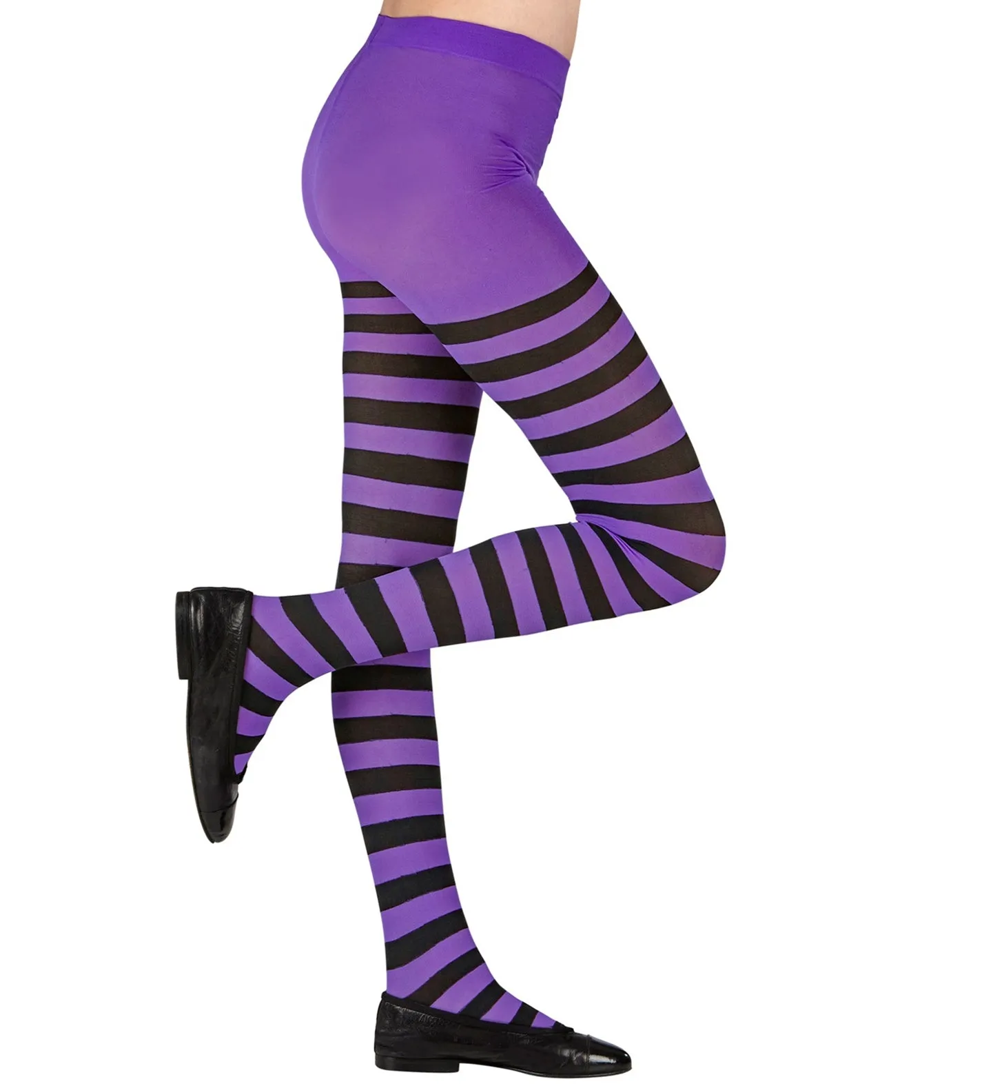 Children's Purple and Black Striped Tights