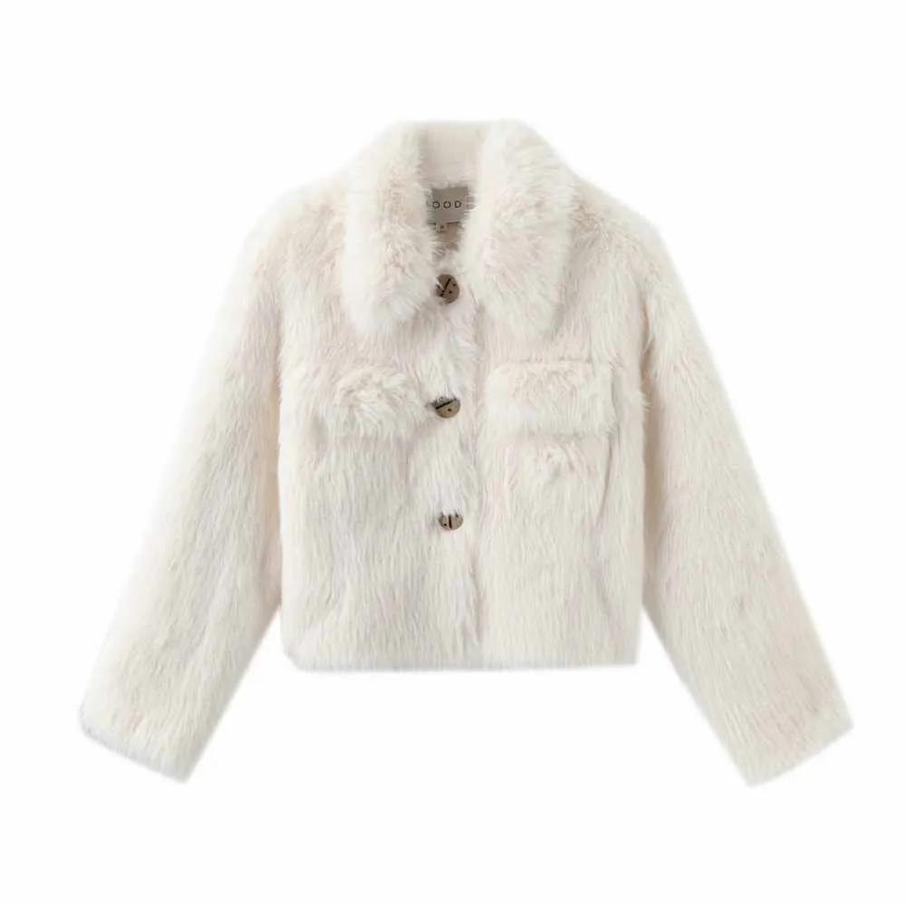 Cropped Teddy Jacket - White