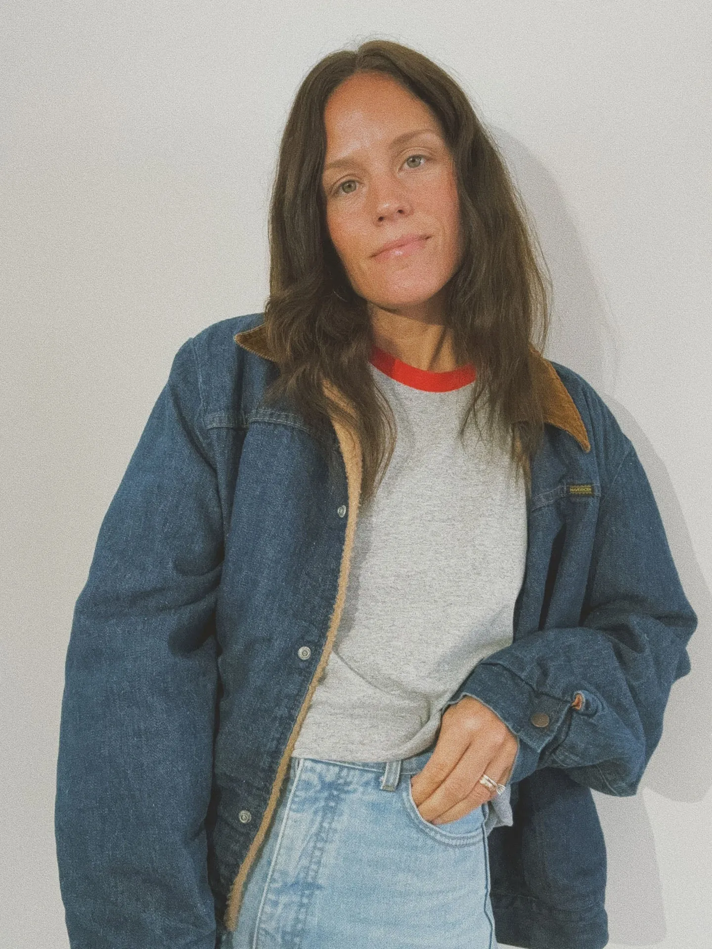 Denim Cord Collar Bomber