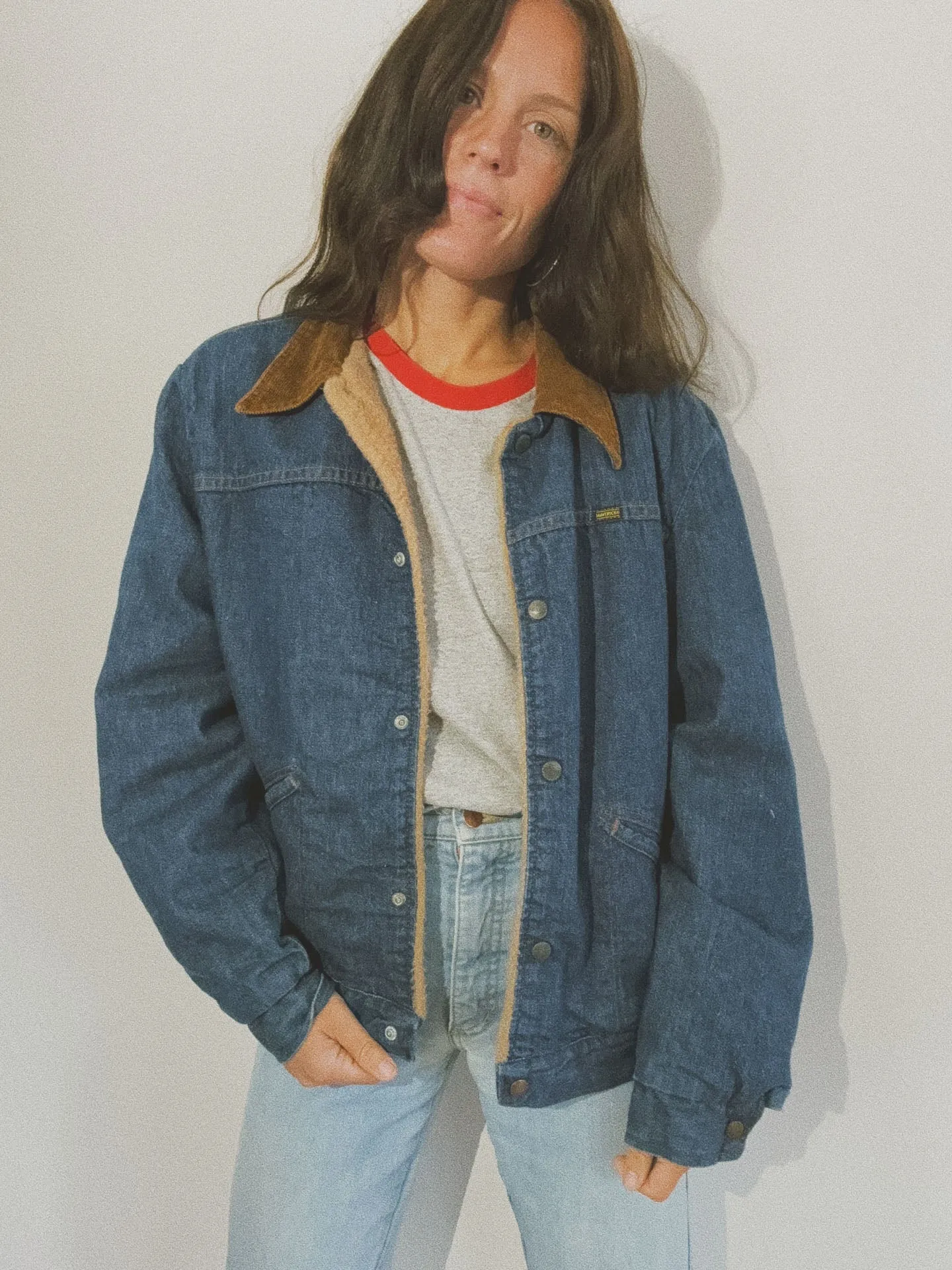 Denim Cord Collar Bomber