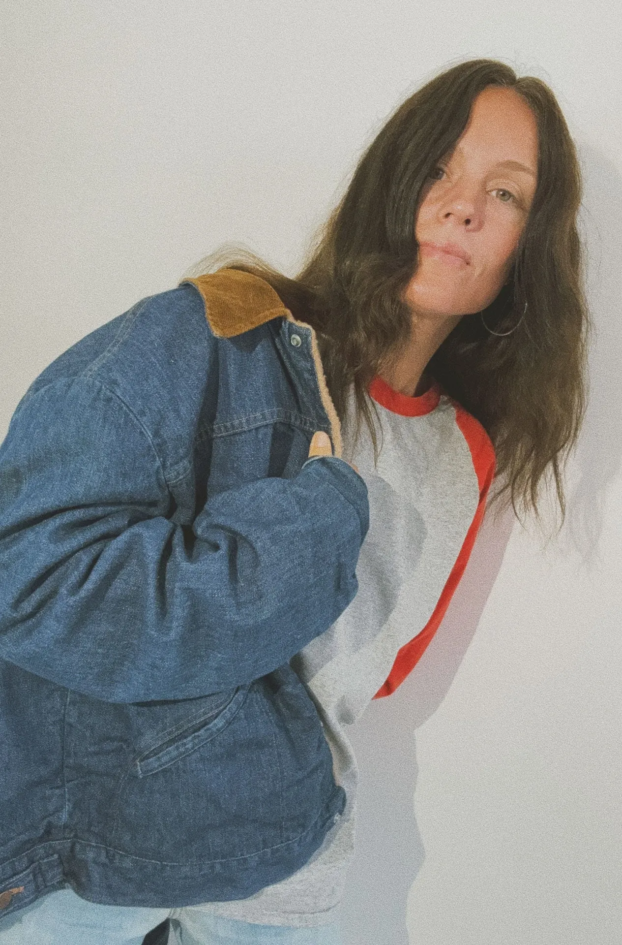 Denim Cord Collar Bomber