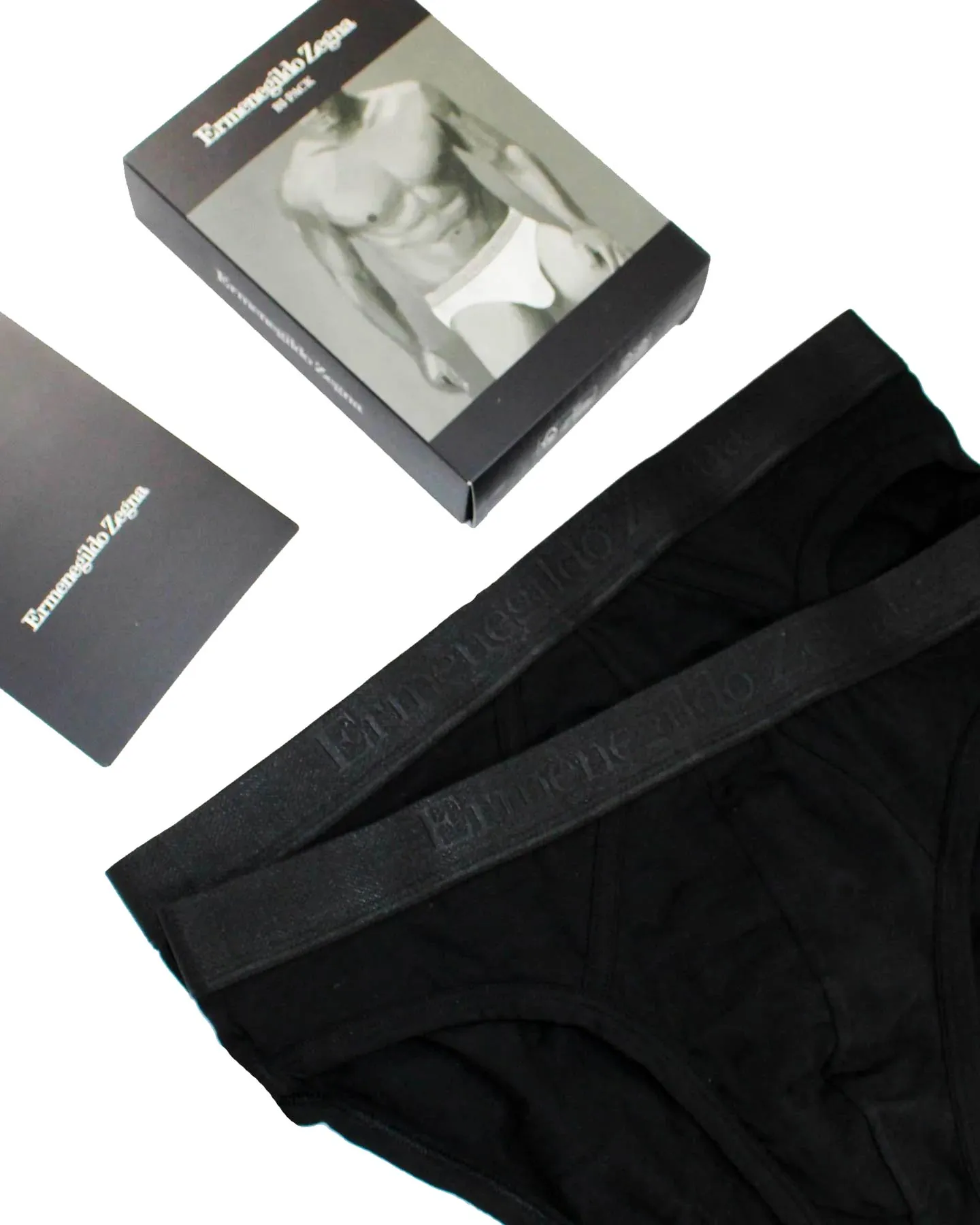 Ermenegildo Zegna Underwear Black Stretch XXXL Cotton Midi Brief 2 Pack