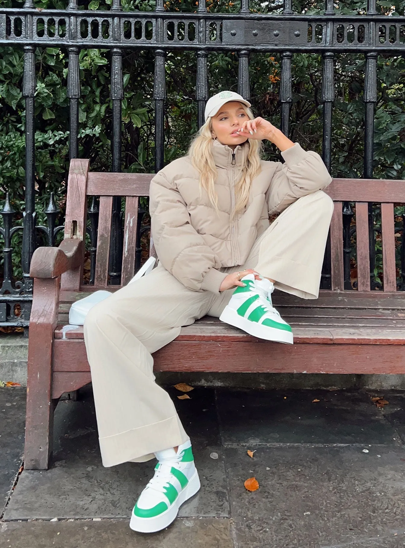 Georgia Cropped Puffer Jacket Beige