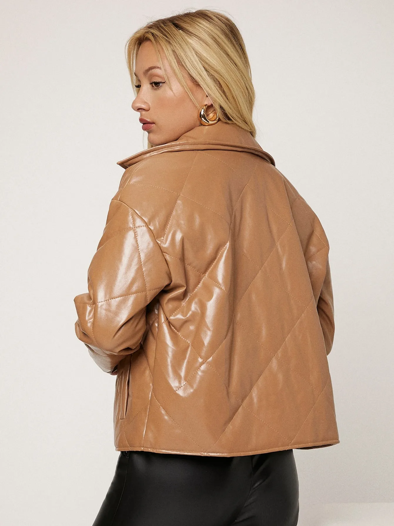 Glamorous Plain Pocket Long Sleeve Collar Regular Women Winter Coat