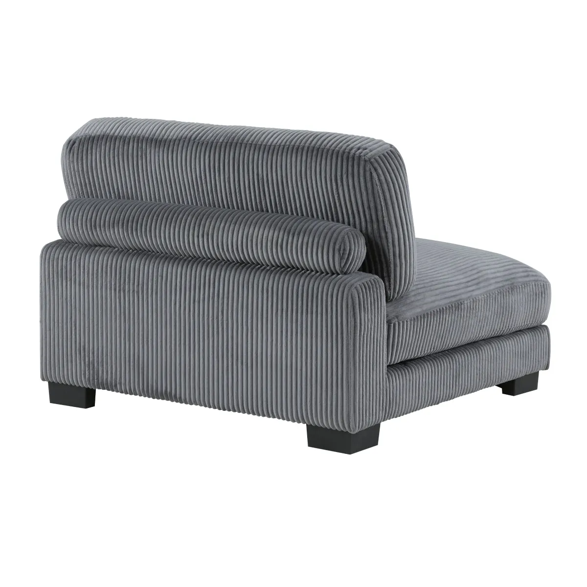 Gray Corduroy Armless Chair with Adjustable Back & Reversible Cushions