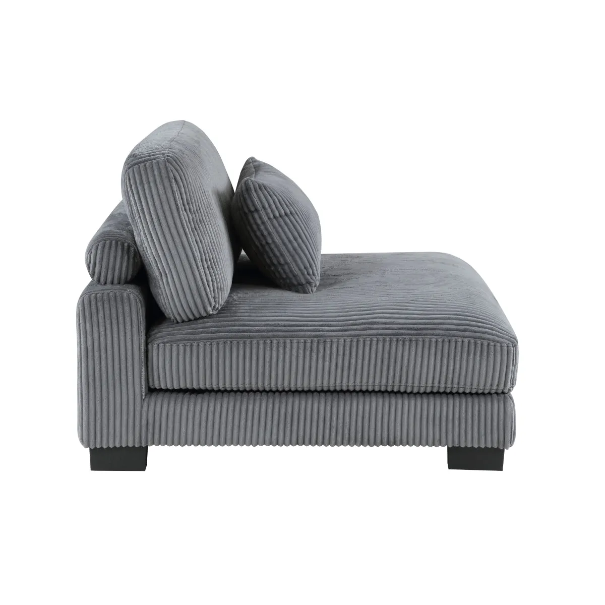 Gray Corduroy Armless Chair with Adjustable Back & Reversible Cushions