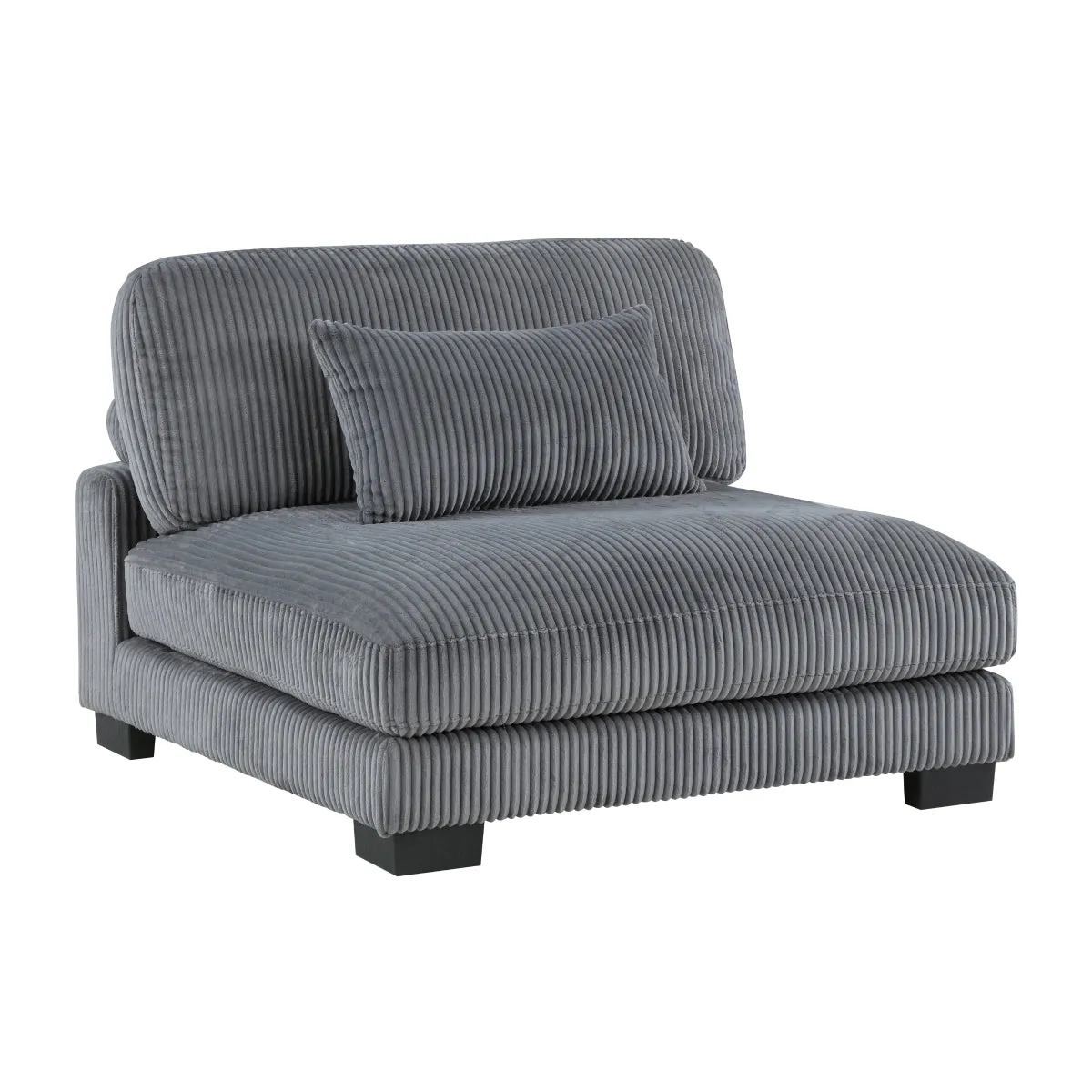 Gray Corduroy Armless Chair with Adjustable Back & Reversible Cushions