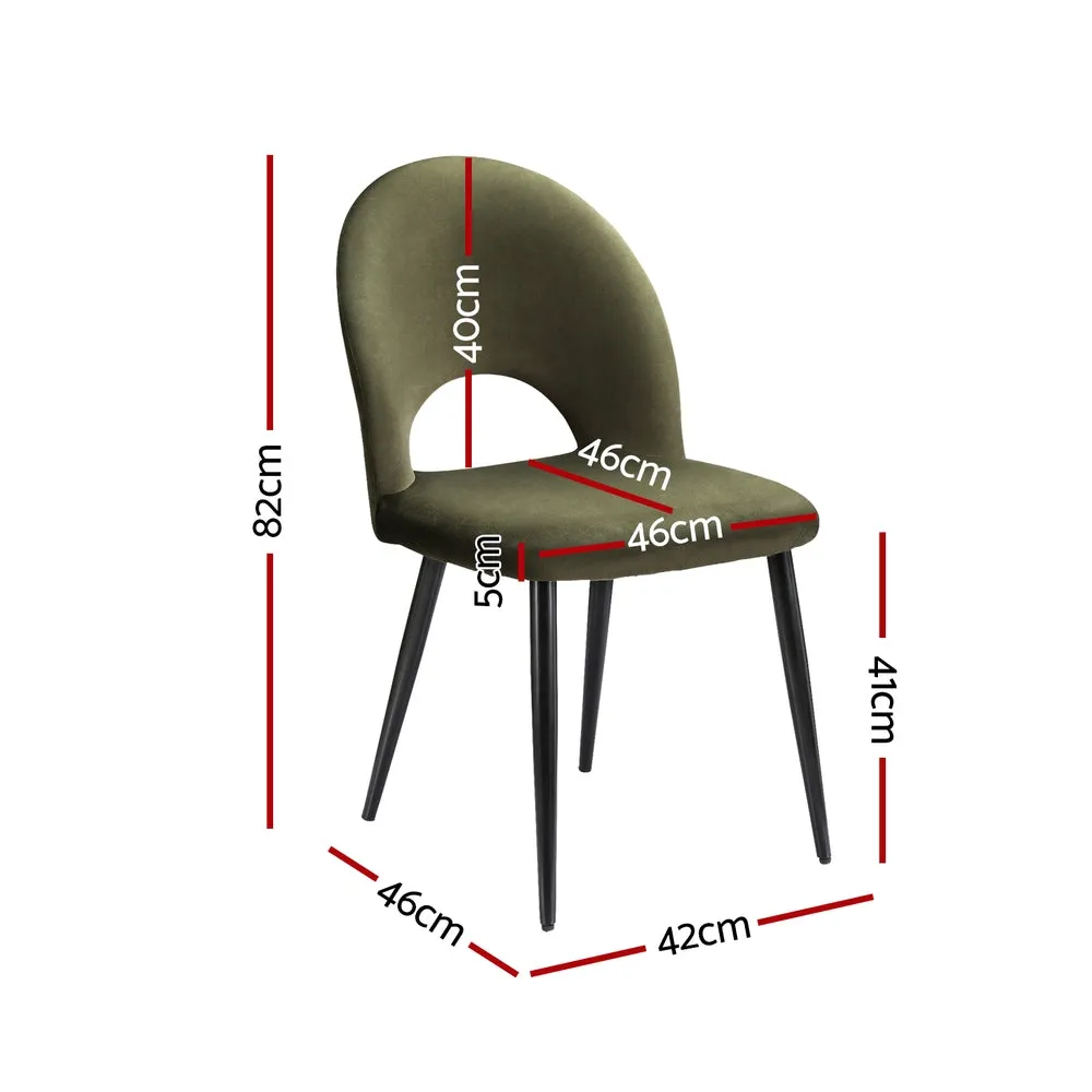 Green Velvet Dining Chairs Set | Sturdy Plywood Frame | Artiss