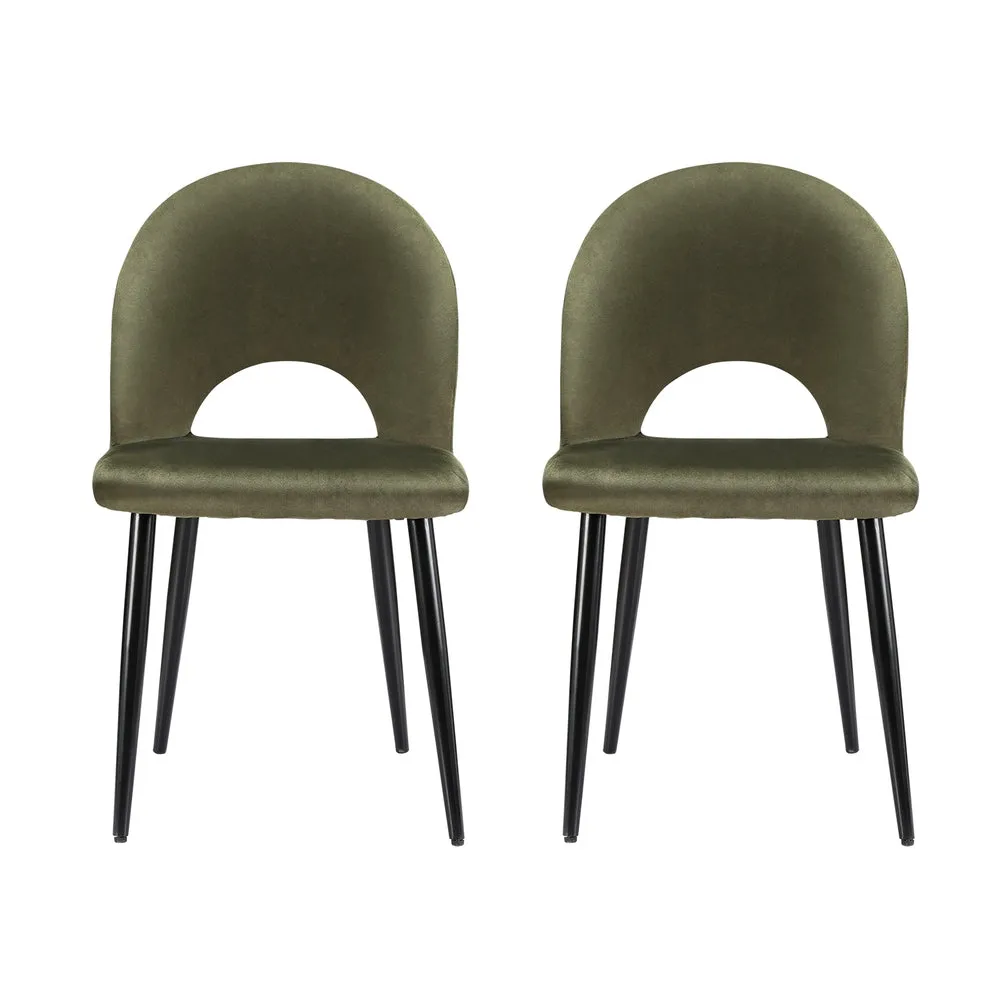 Green Velvet Dining Chairs Set | Sturdy Plywood Frame | Artiss