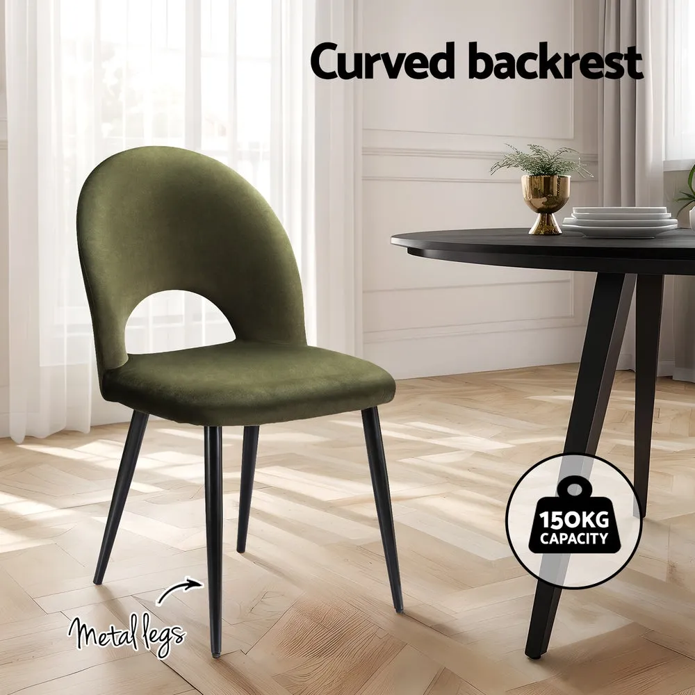 Green Velvet Dining Chairs Set | Sturdy Plywood Frame | Artiss