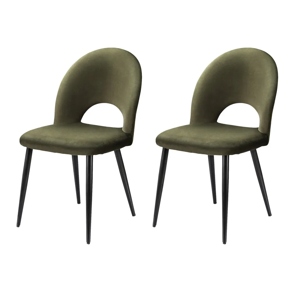 Green Velvet Dining Chairs Set | Sturdy Plywood Frame | Artiss