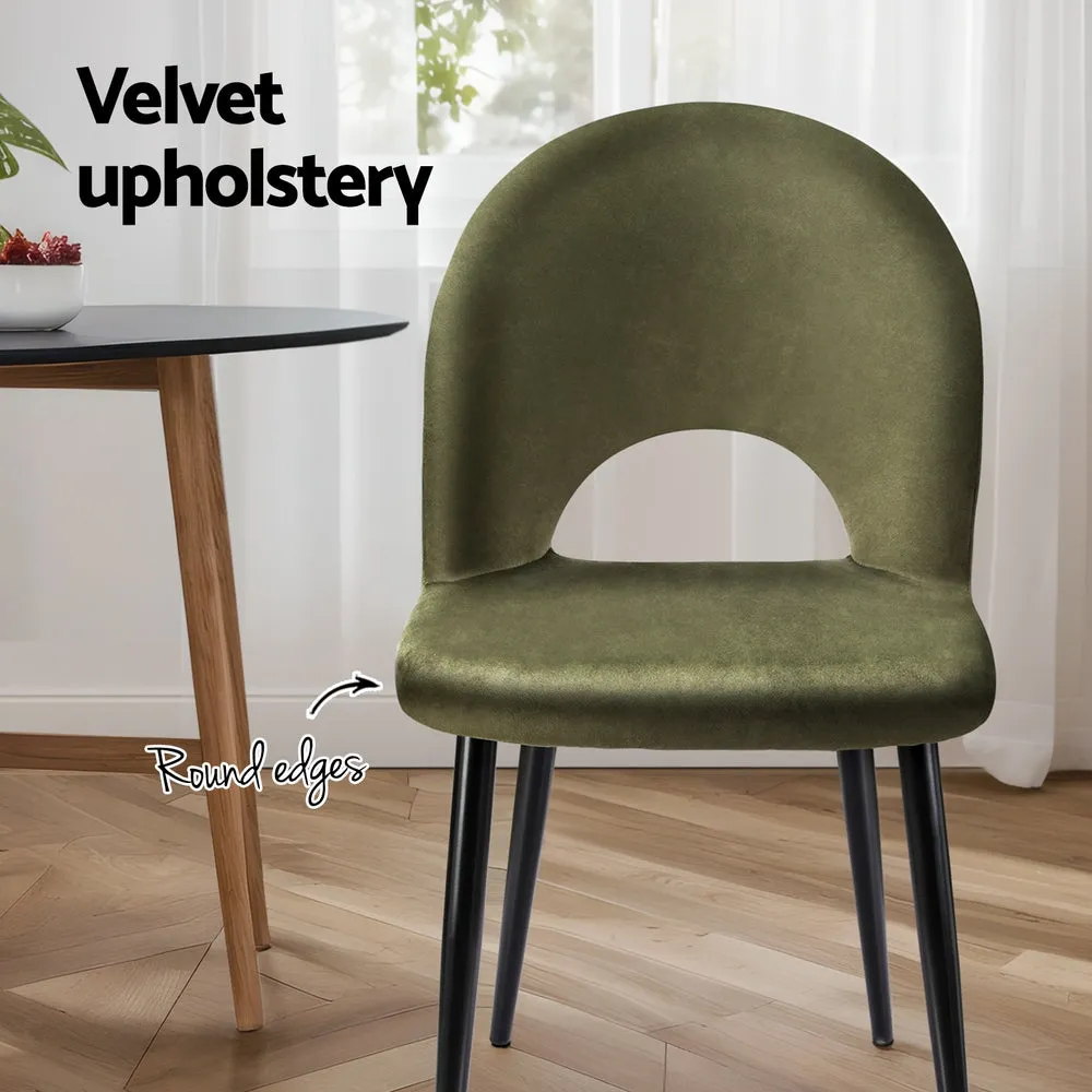 Green Velvet Dining Chairs Set | Sturdy Plywood Frame | Artiss