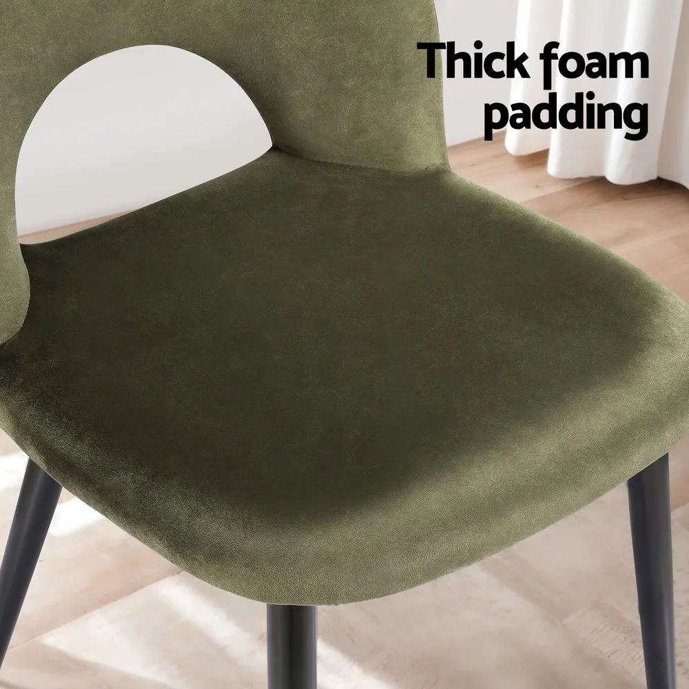 Green Velvet Dining Chairs Set | Sturdy Plywood Frame | Artiss