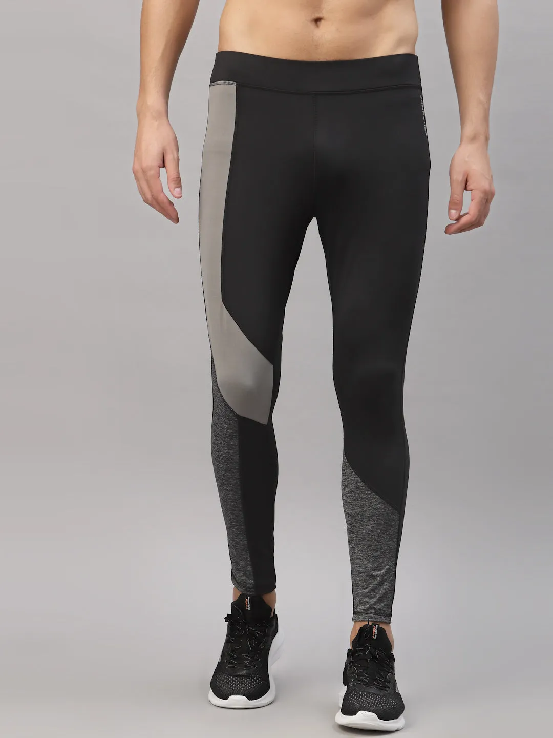 JUMP USA Men Black Dark.Anthra Rapid Dry-Fit Solid Training Tights