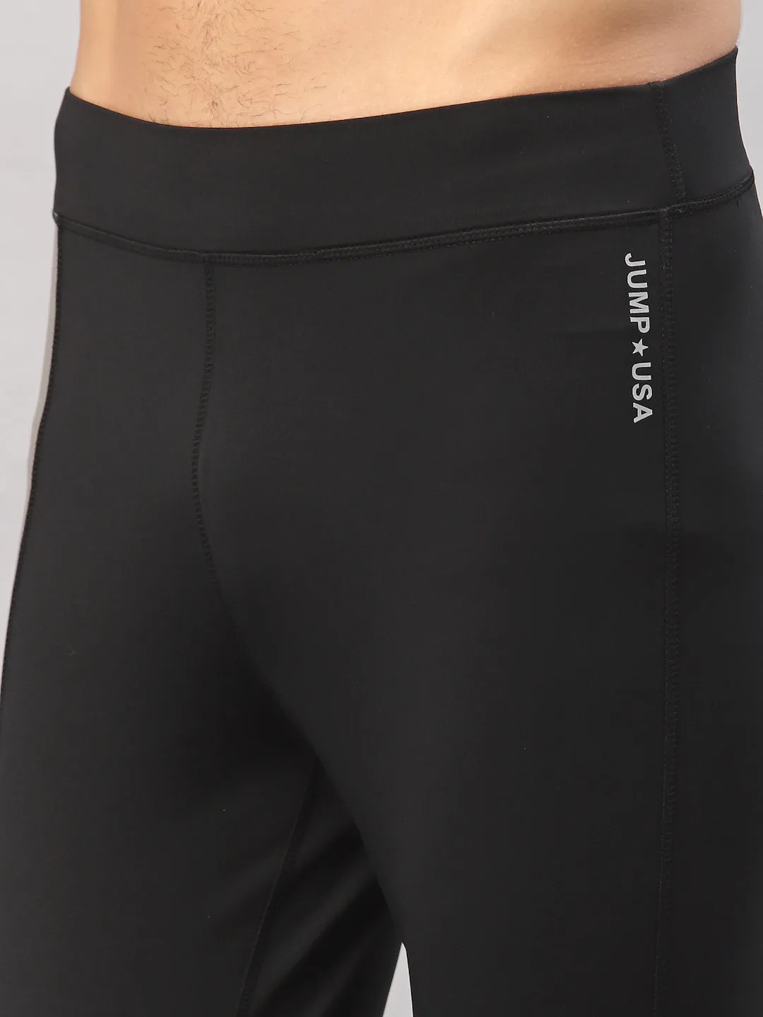 JUMP USA Men Black Dark.Anthra Rapid Dry-Fit Solid Training Tights