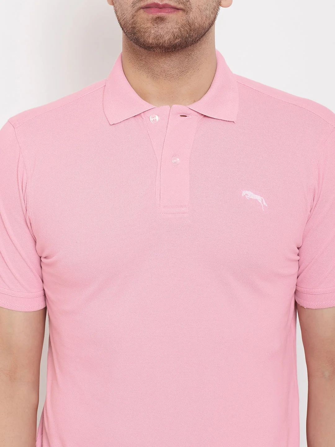 JUMP USA Men Solid Pink Polo T-shirt