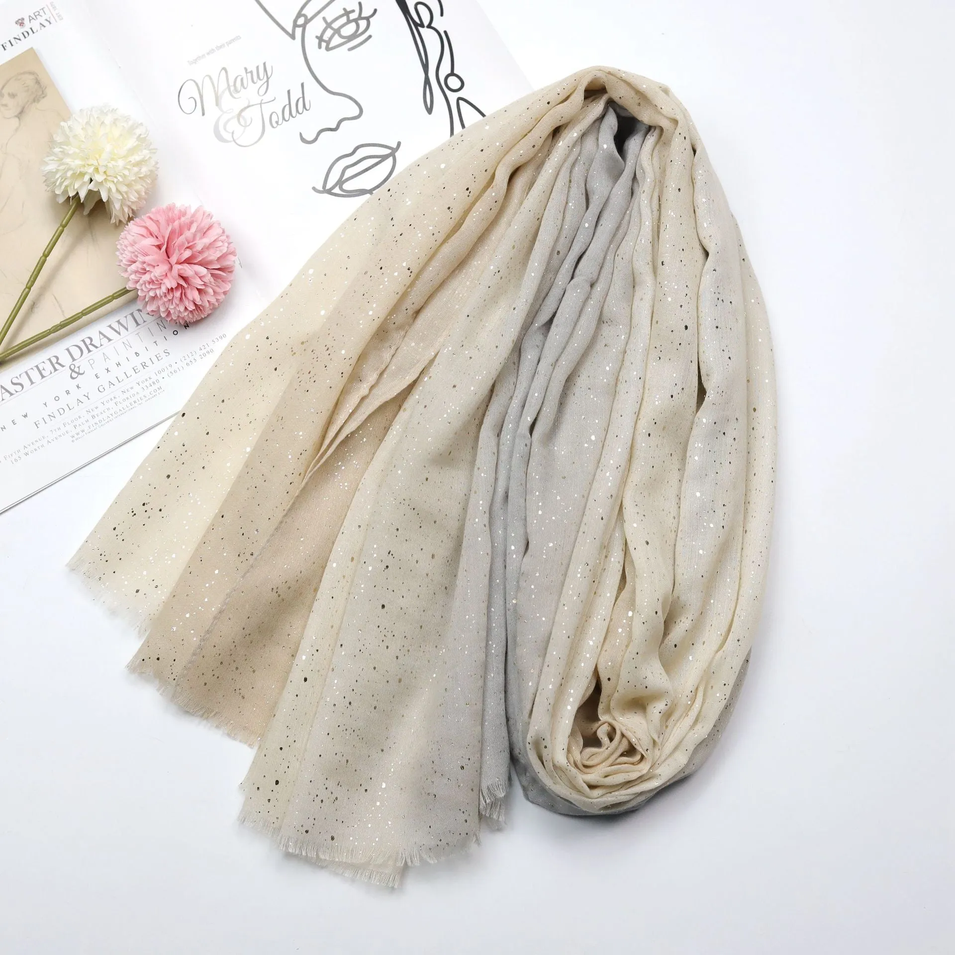 JY220128 Color gradient hot stamping hijab scarf