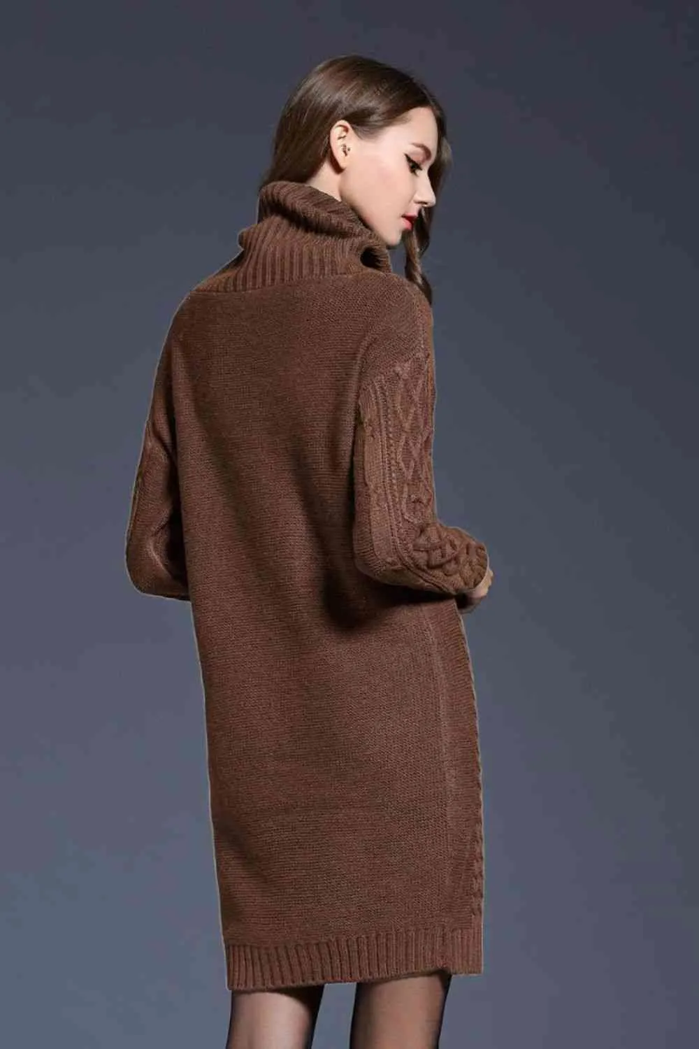 Knit Cowl Neck Sweater Dress