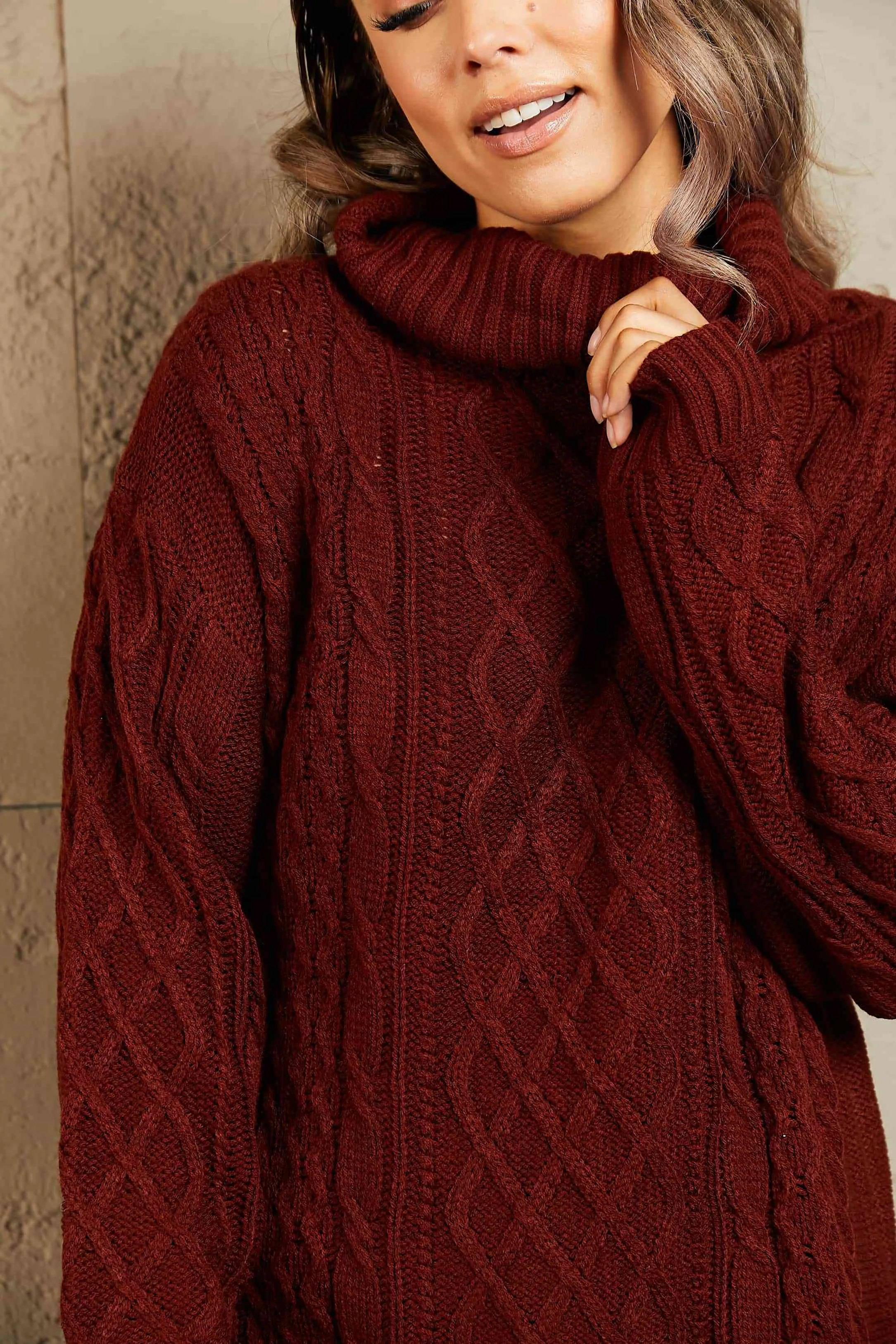 Knit Cowl Neck Sweater Dress