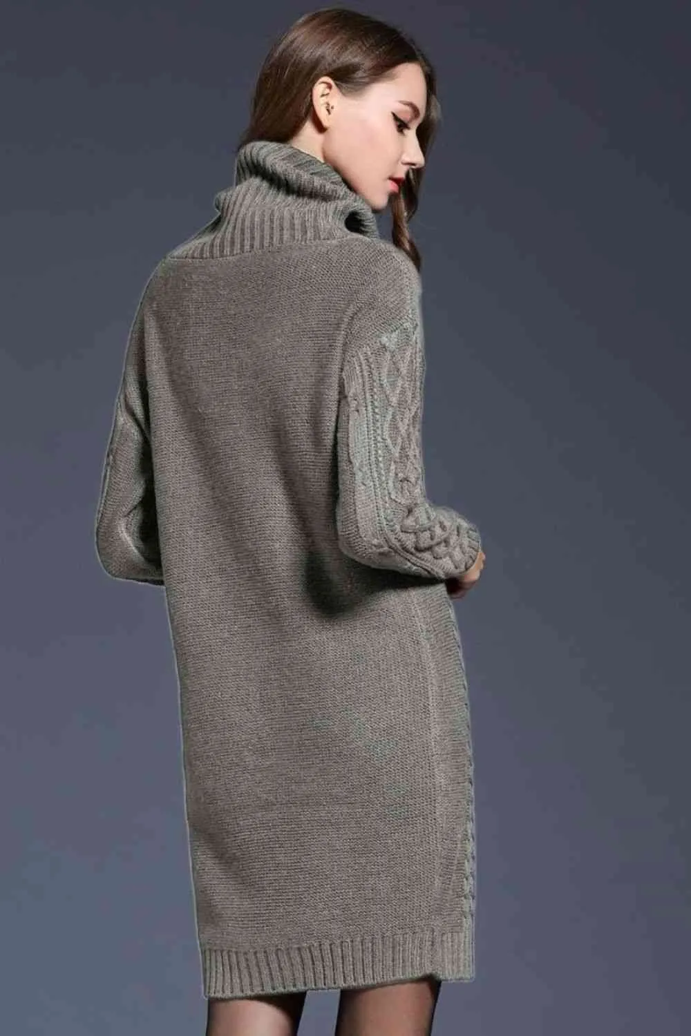 Knit Cowl Neck Sweater Dress