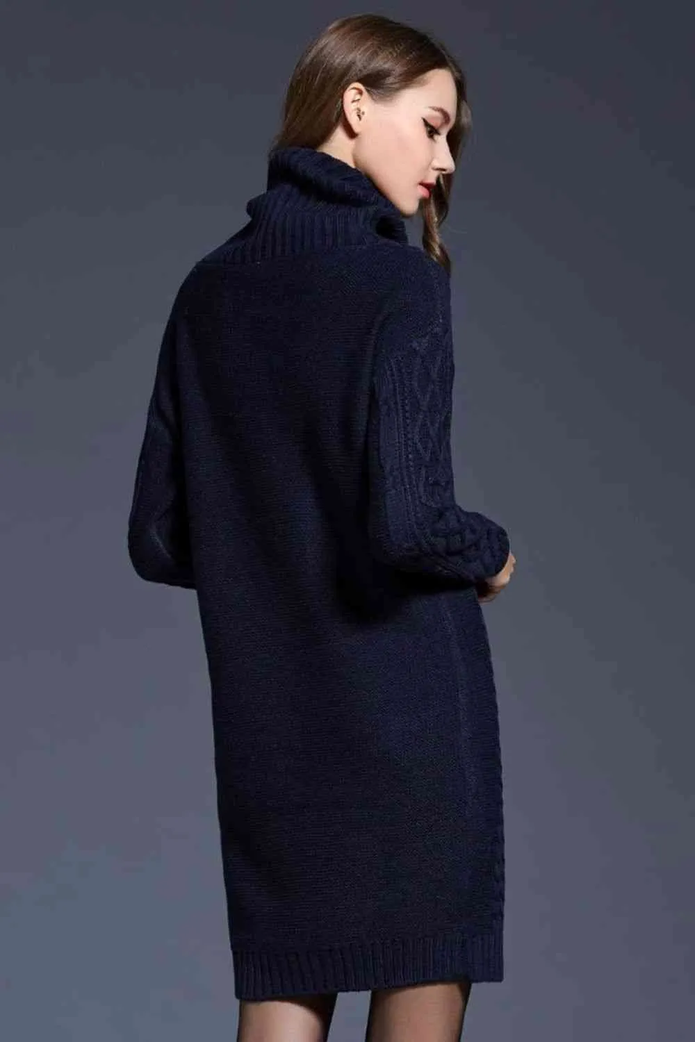 Knit Cowl Neck Sweater Dress