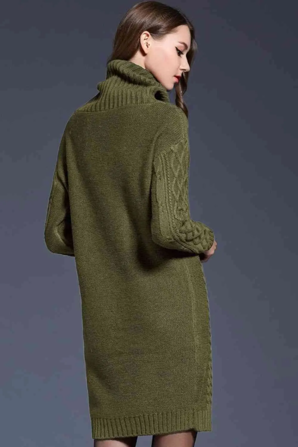 Knit Cowl Neck Sweater Dress