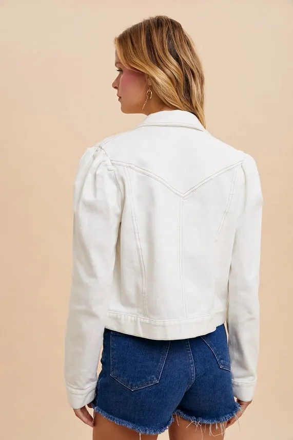 Loom Cropped Denim Jacket Off White