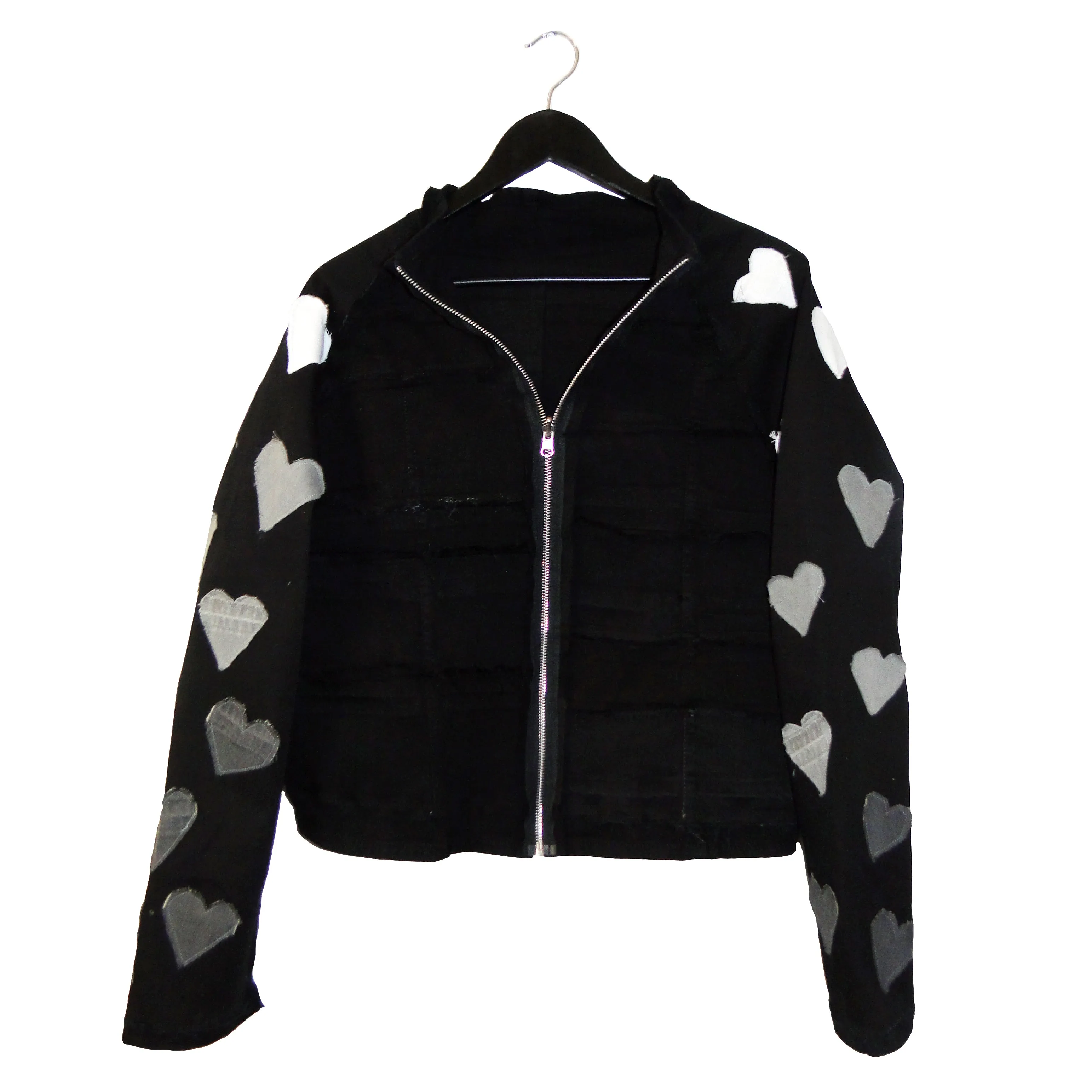 Ohio Is For Lovers - Heart Patch Sleeve Denim Crop Jacket