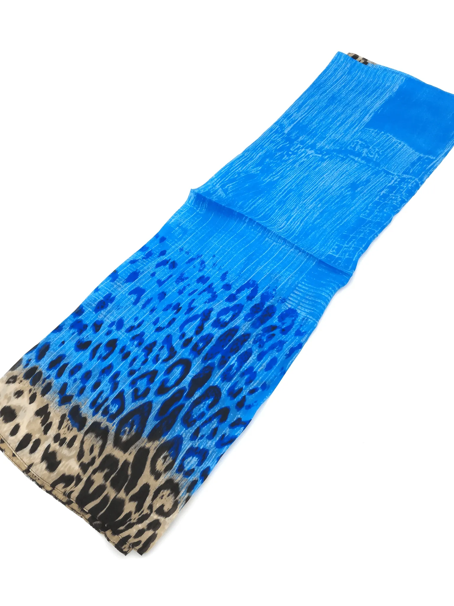 Rainbow Range| Large Silk Scarf Leopard Blue